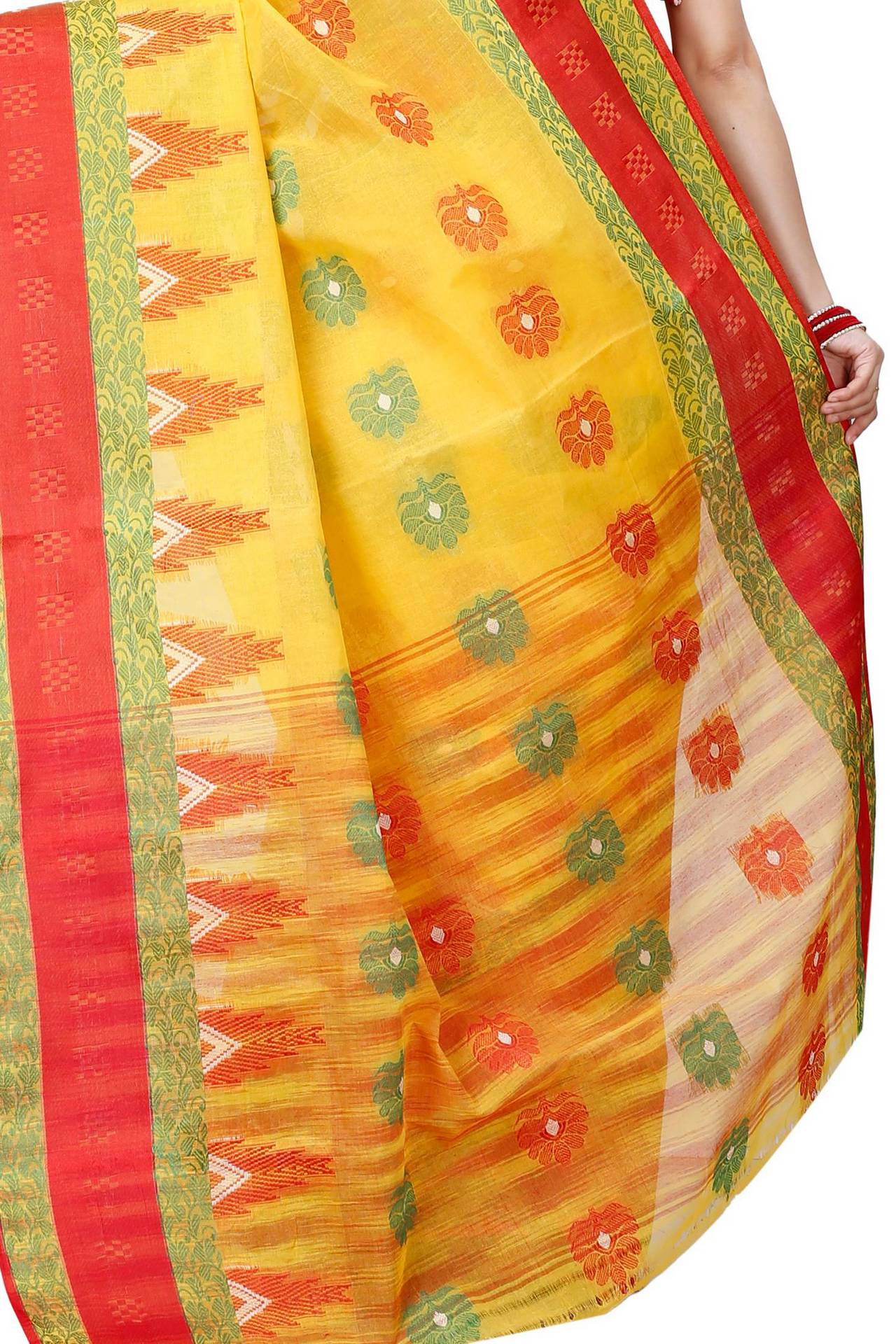 Yellow Pure Cotton Nuri Tant Saree (1349)