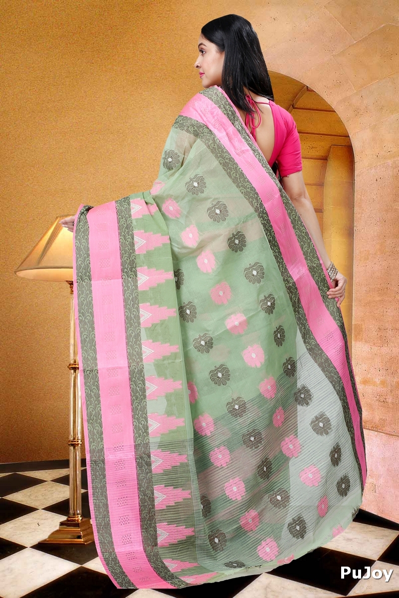 Green Pure Cotton Nuri Tant Saree (1350)