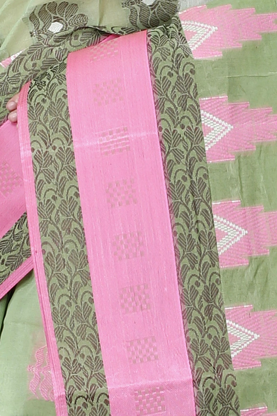 Green Pure Cotton Nuri Tant Saree (1350)