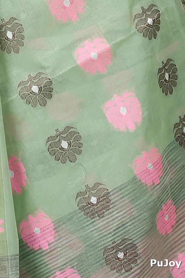 Green Pure Cotton Nuri Tant Saree (1350)