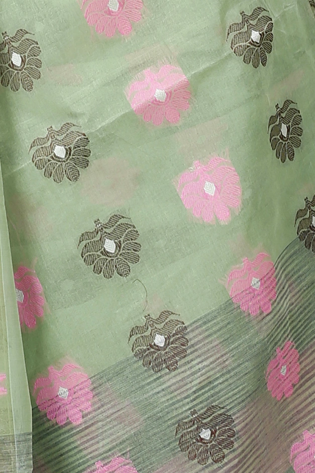 Green Pure Cotton Nuri Tant Saree (1350)