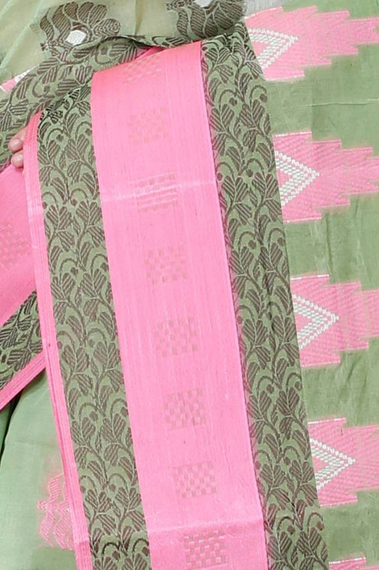 Green Pure Cotton Nuri Tant Saree (1350)
