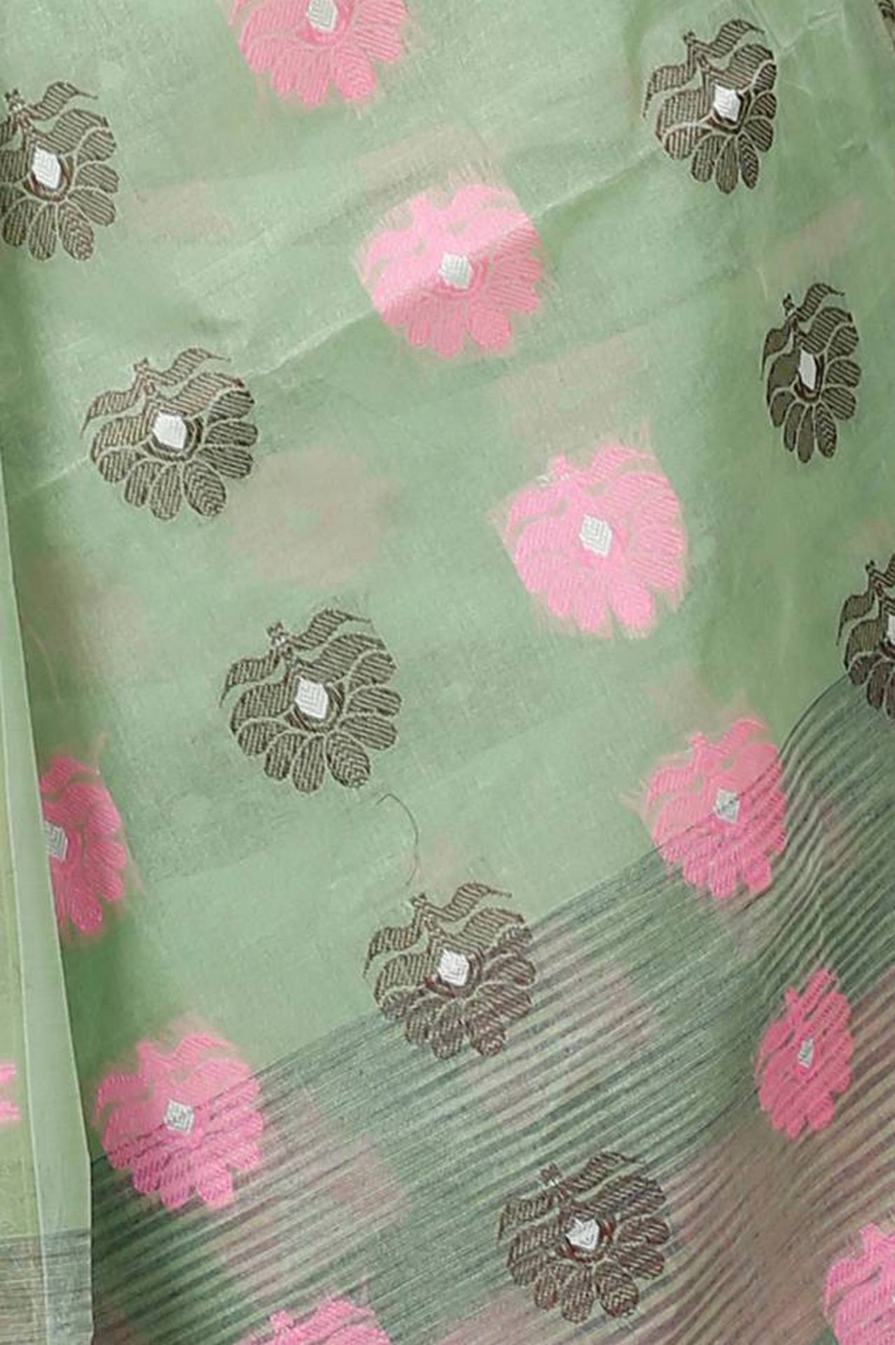 Green Pure Cotton Nuri Tant Saree (1350)