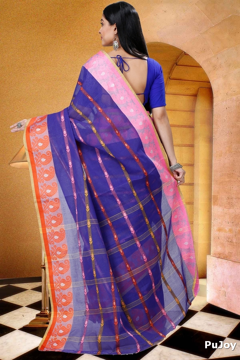 Naby Blue Pure Cotton Nehan Tant Saree (1351)