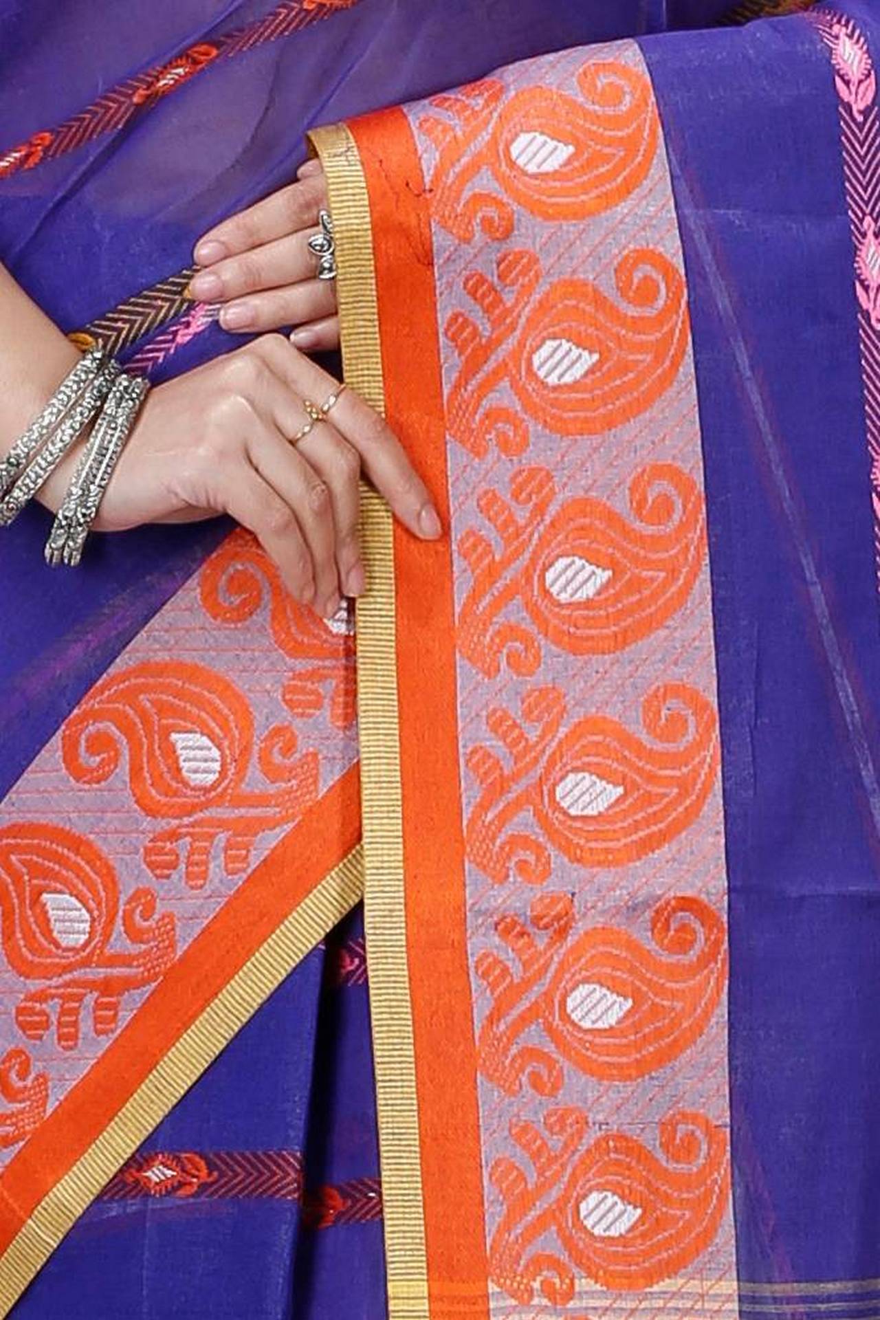 Naby Blue Pure Cotton Nehan Tant Saree (1351)