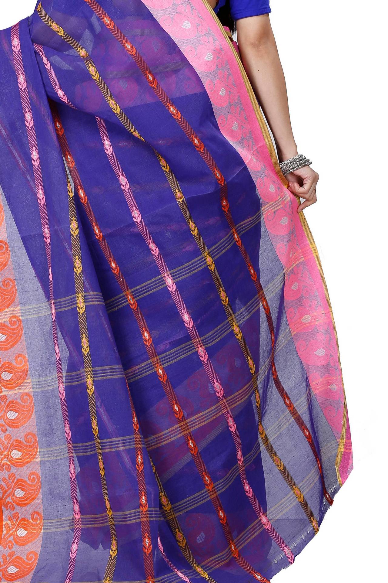 Naby Blue Pure Cotton Nehan Tant Saree (1351)