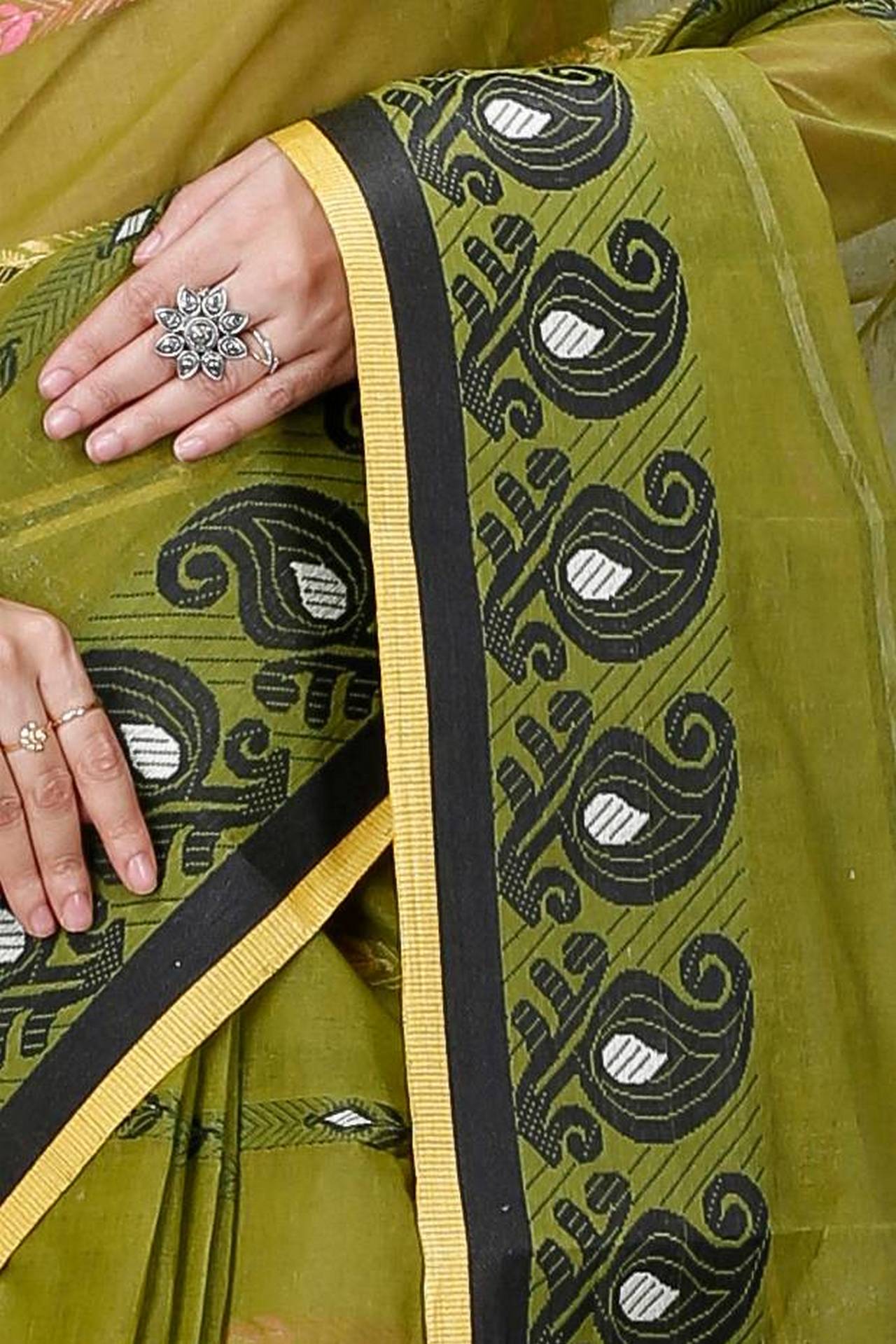 Dark Green Pure Cotton Nehan Tant Saree (1352)