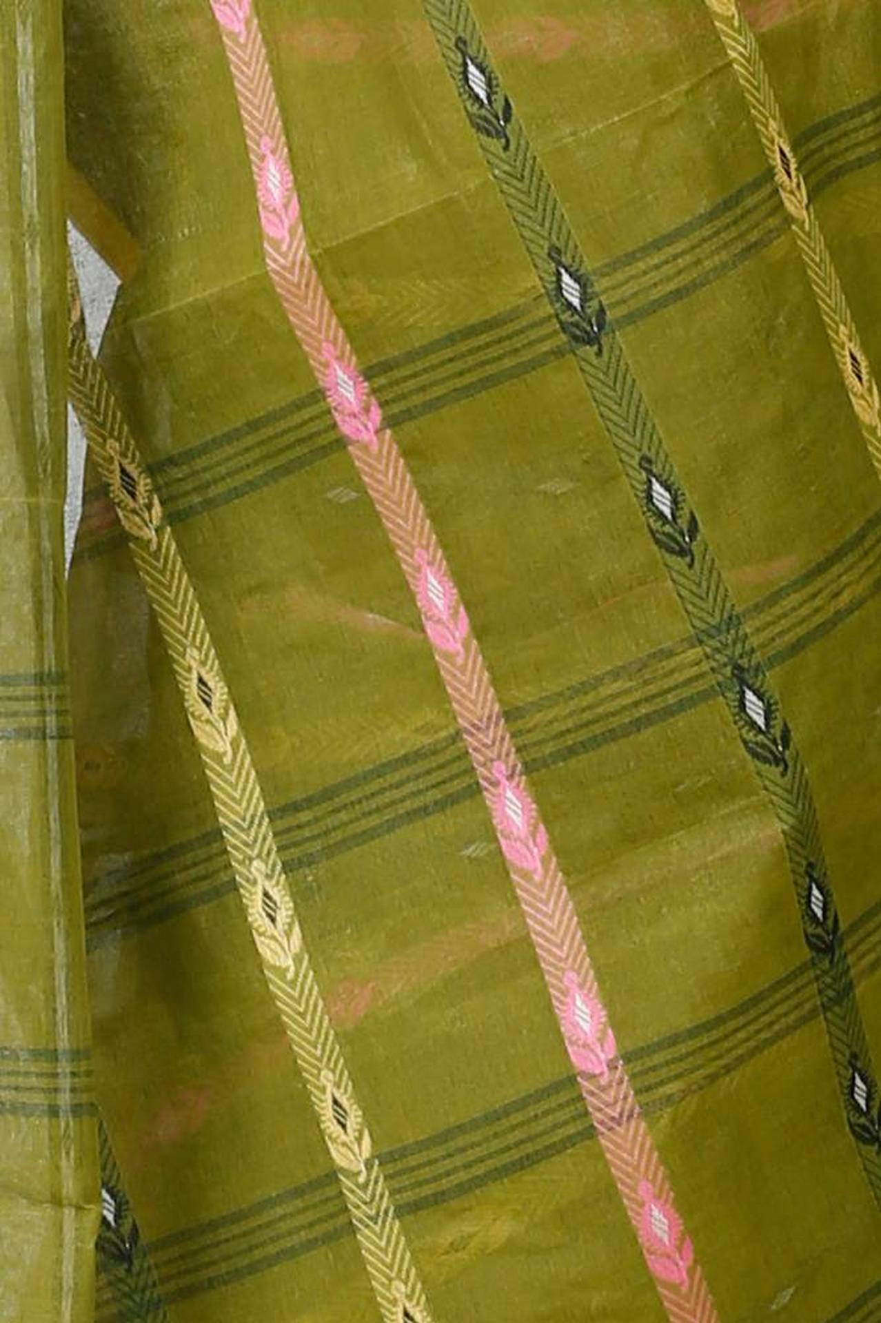 Dark Green Pure Cotton Nehan Tant Saree (1352)