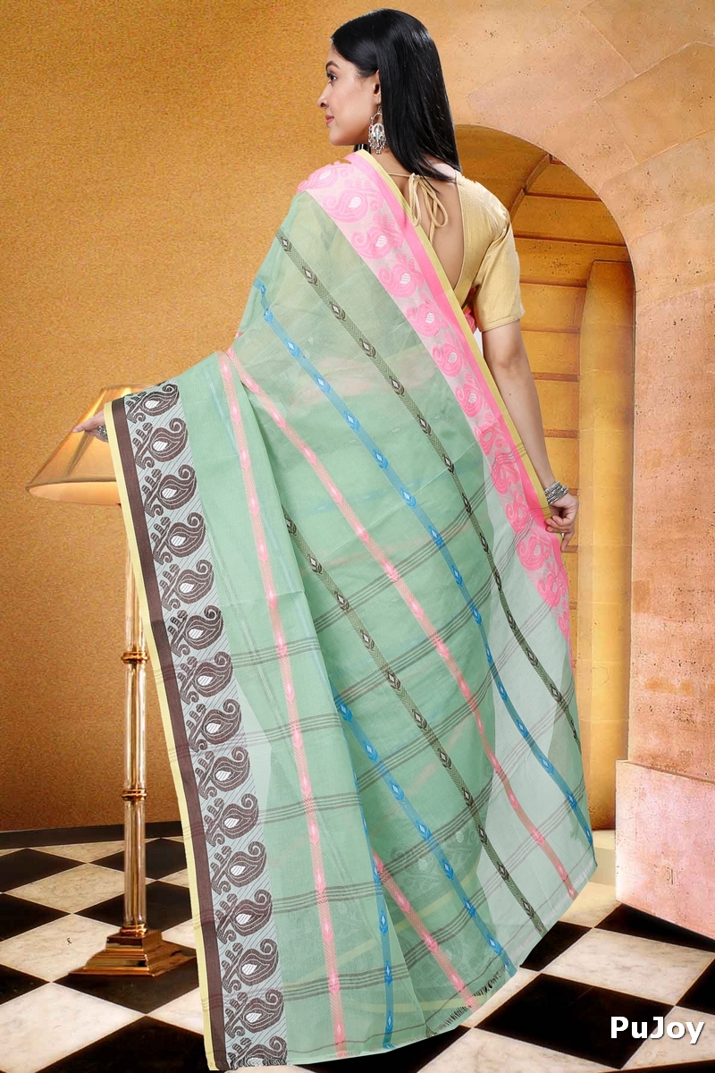 Light Green Pure Cotton Nehan Tant Saree (1353)