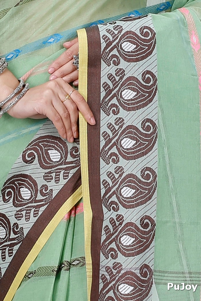 Light Green Pure Cotton Nehan Tant Saree (1353)
