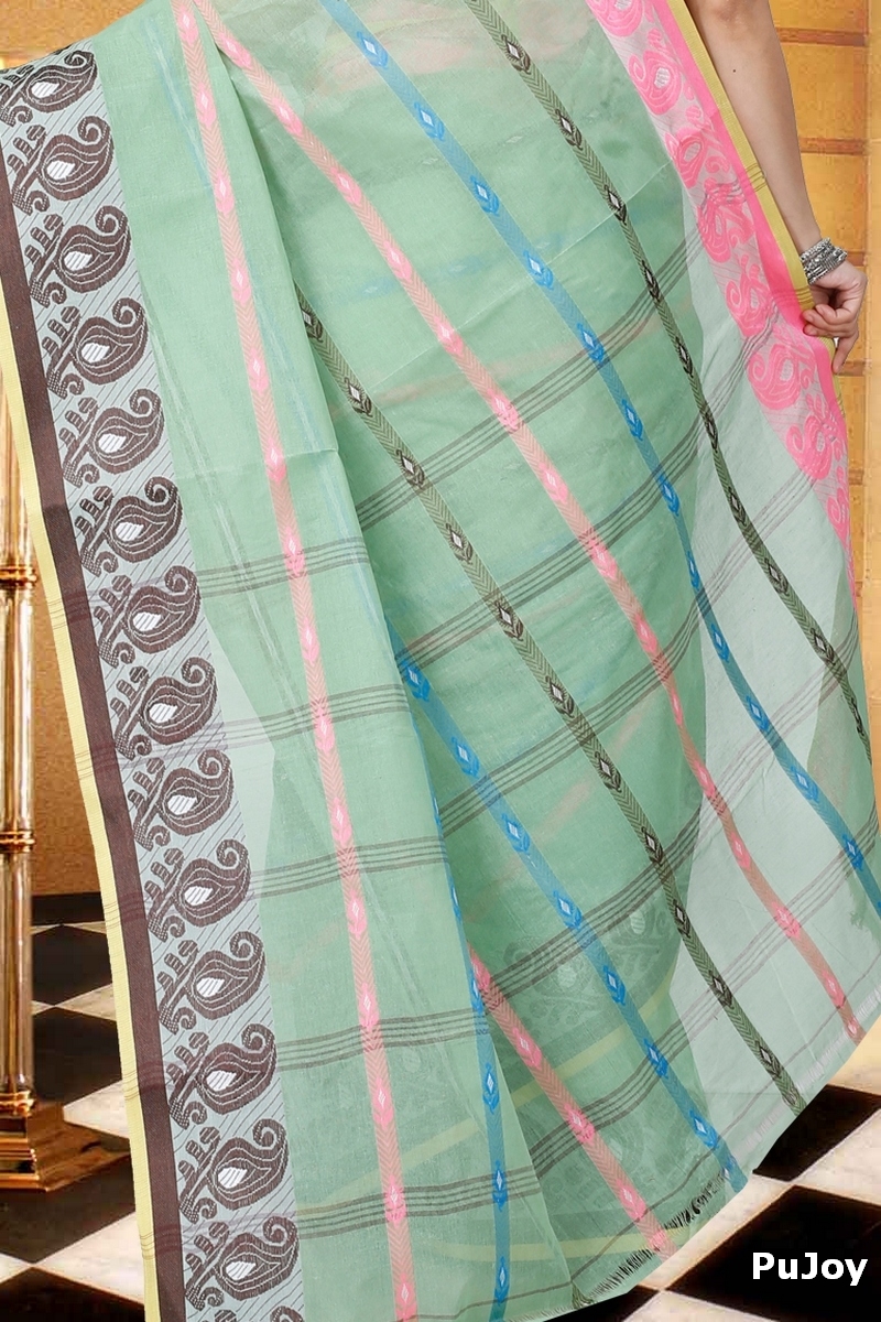 Light Green Pure Cotton Nehan Tant Saree (1353)