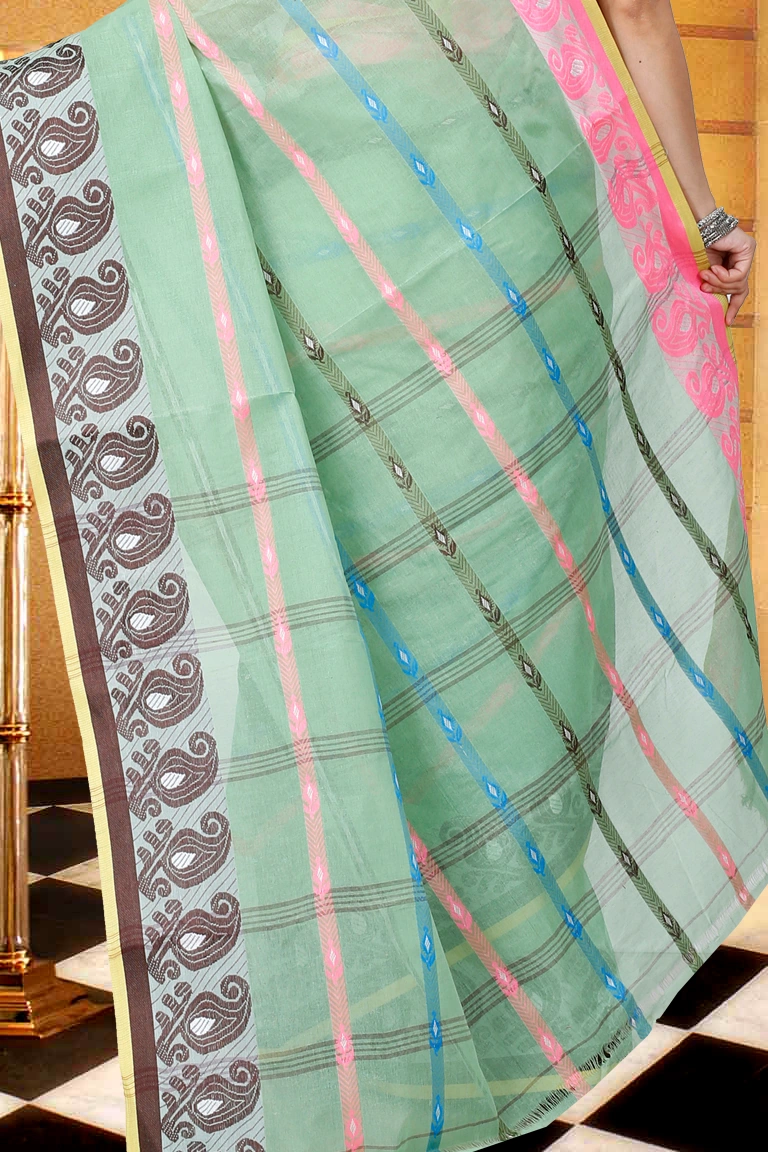 Light Green Pure Cotton Nehan Tant Saree (1353)