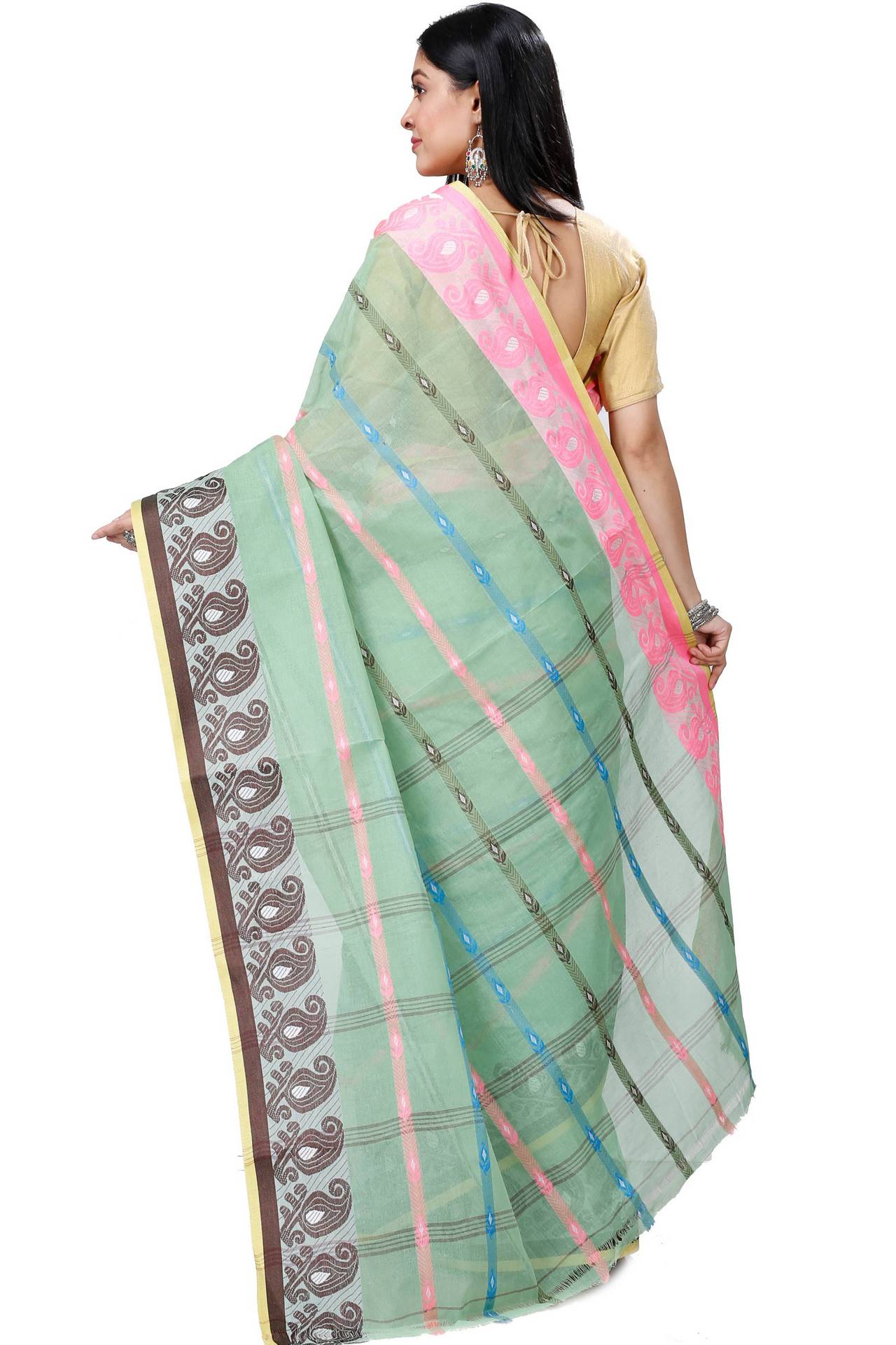 Light Green Pure Cotton Nehan Tant Saree (1353)
