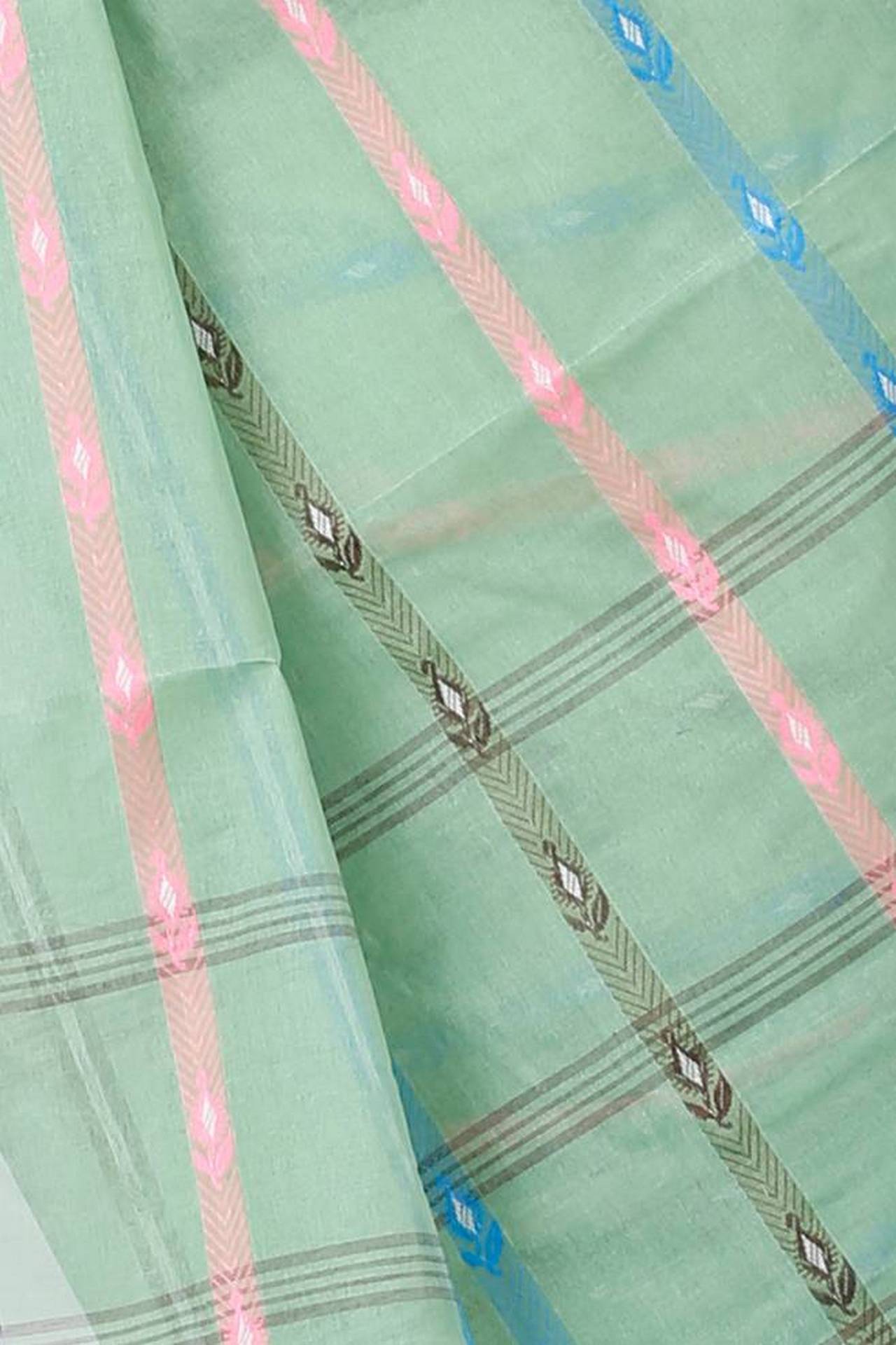 Light Green Pure Cotton Nehan Tant Saree (1353)