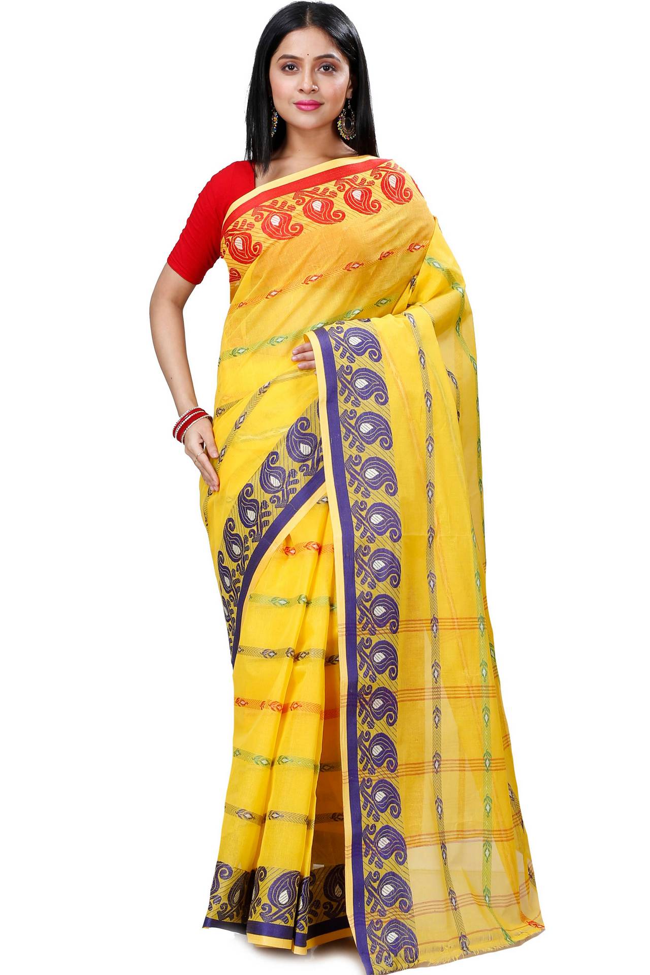 Yellow Pure Cotton Nehan Tant Saree (1355)