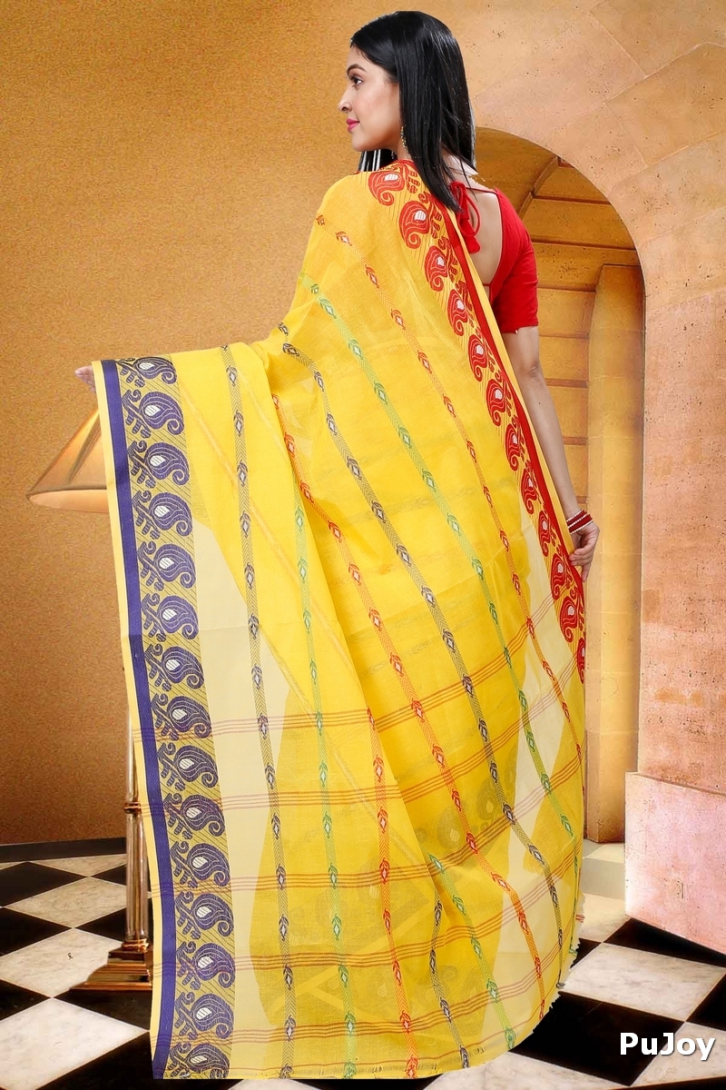 Yellow Pure Cotton Nehan Tant Saree (1355)