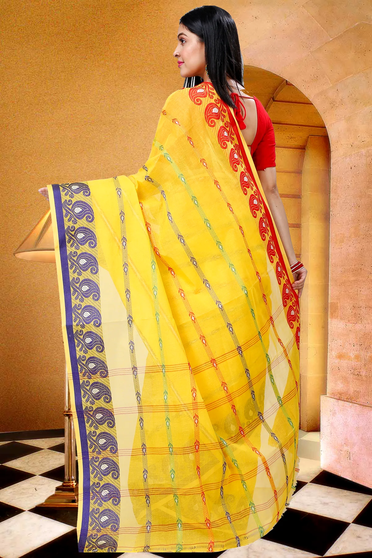 Yellow Pure Cotton Nehan Tant Saree (1355)