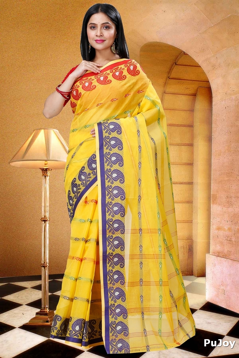 Yellow Pure Cotton Nehan Tant Saree (1355)