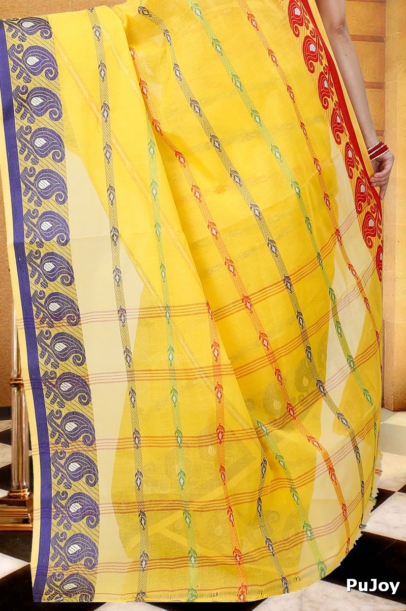 Yellow Pure Cotton Nehan Tant Saree (1355)
