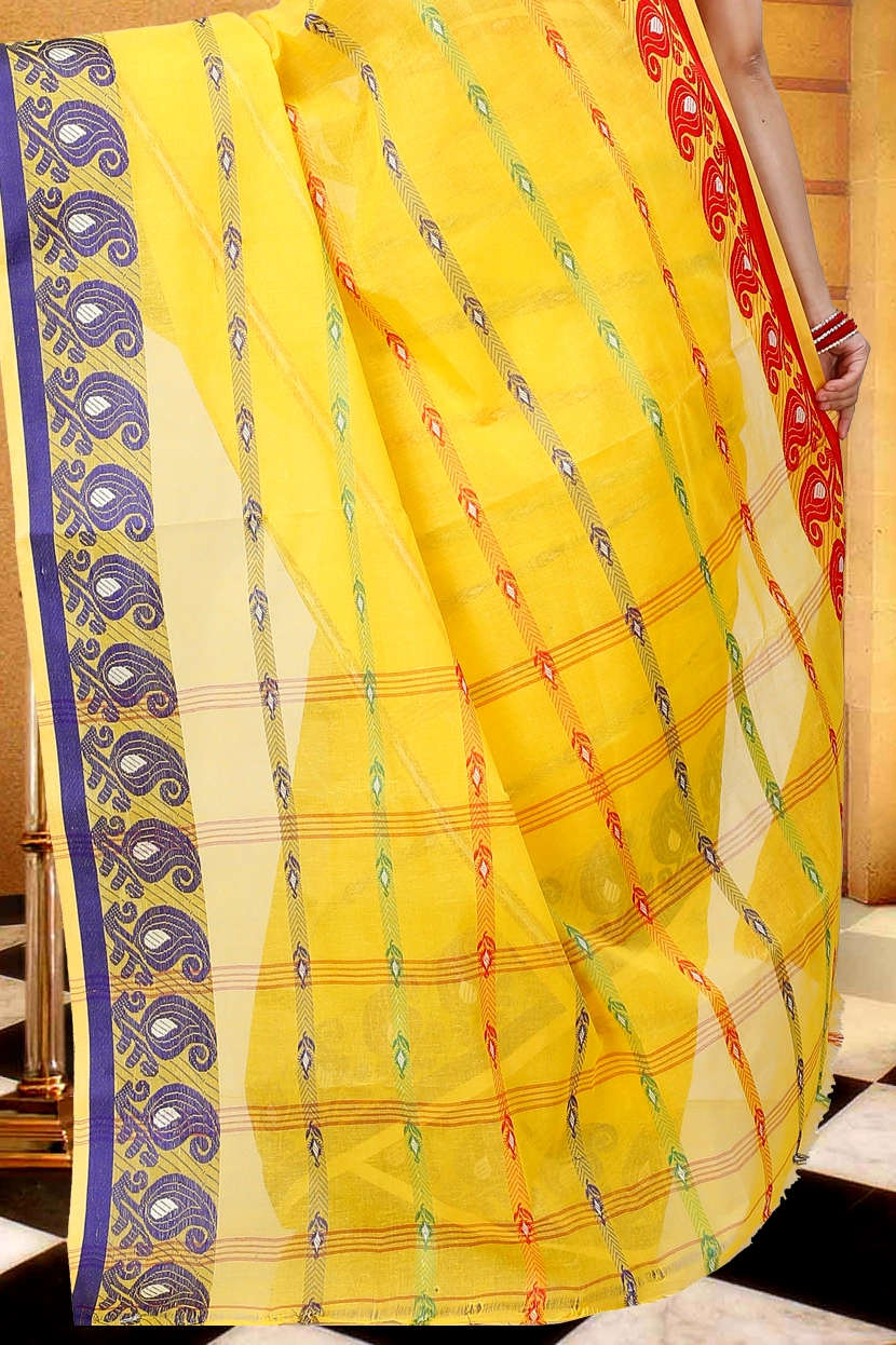 Yellow Pure Cotton Nehan Tant Saree (1355)