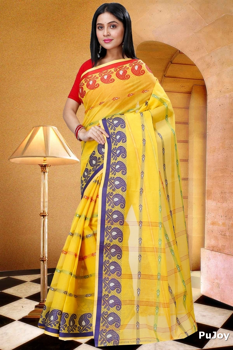 Yellow Pure Cotton Nehan Tant Saree (1355)