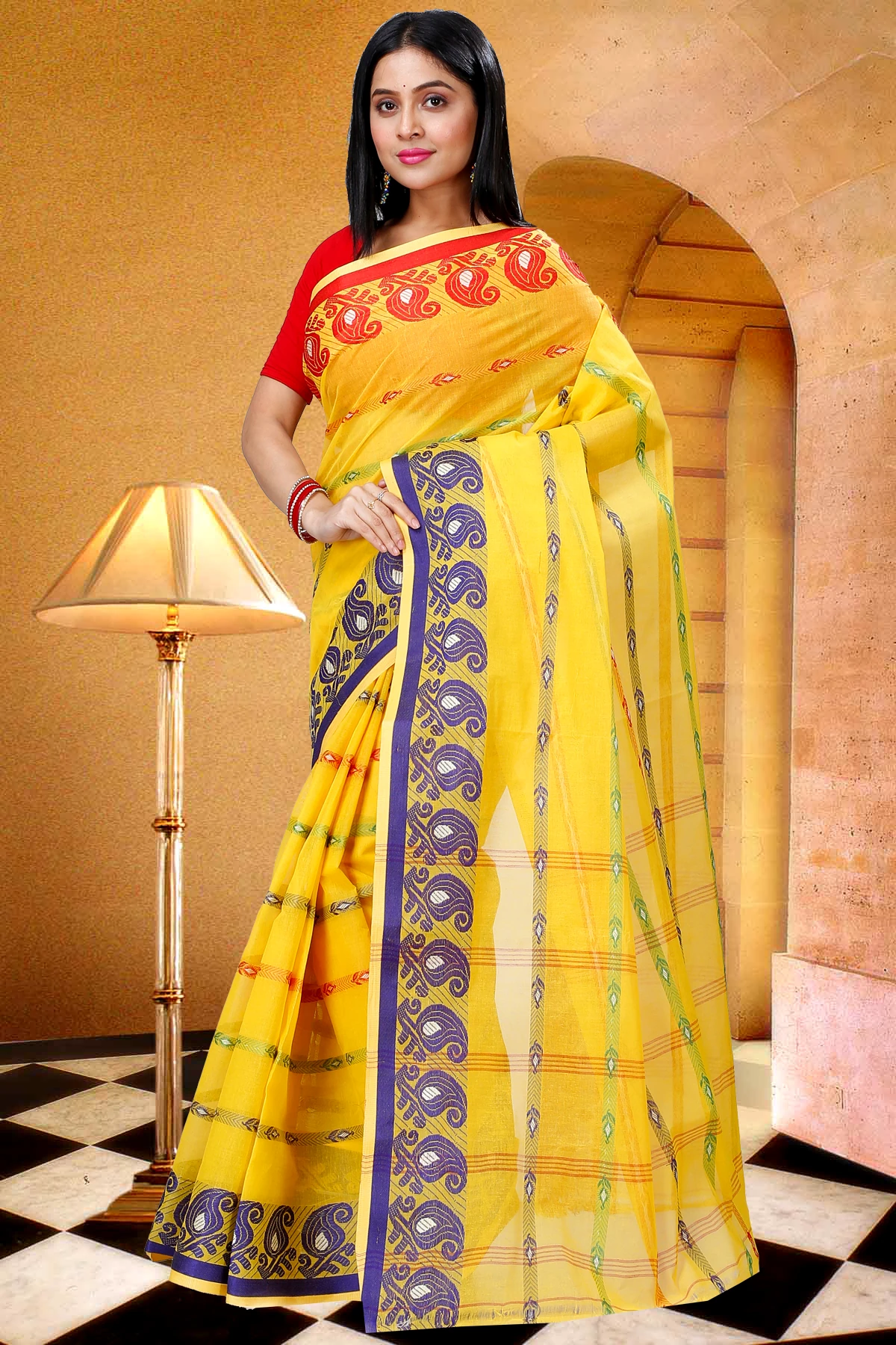 Yellow Pure Cotton Nehan Tant Saree (1355)
