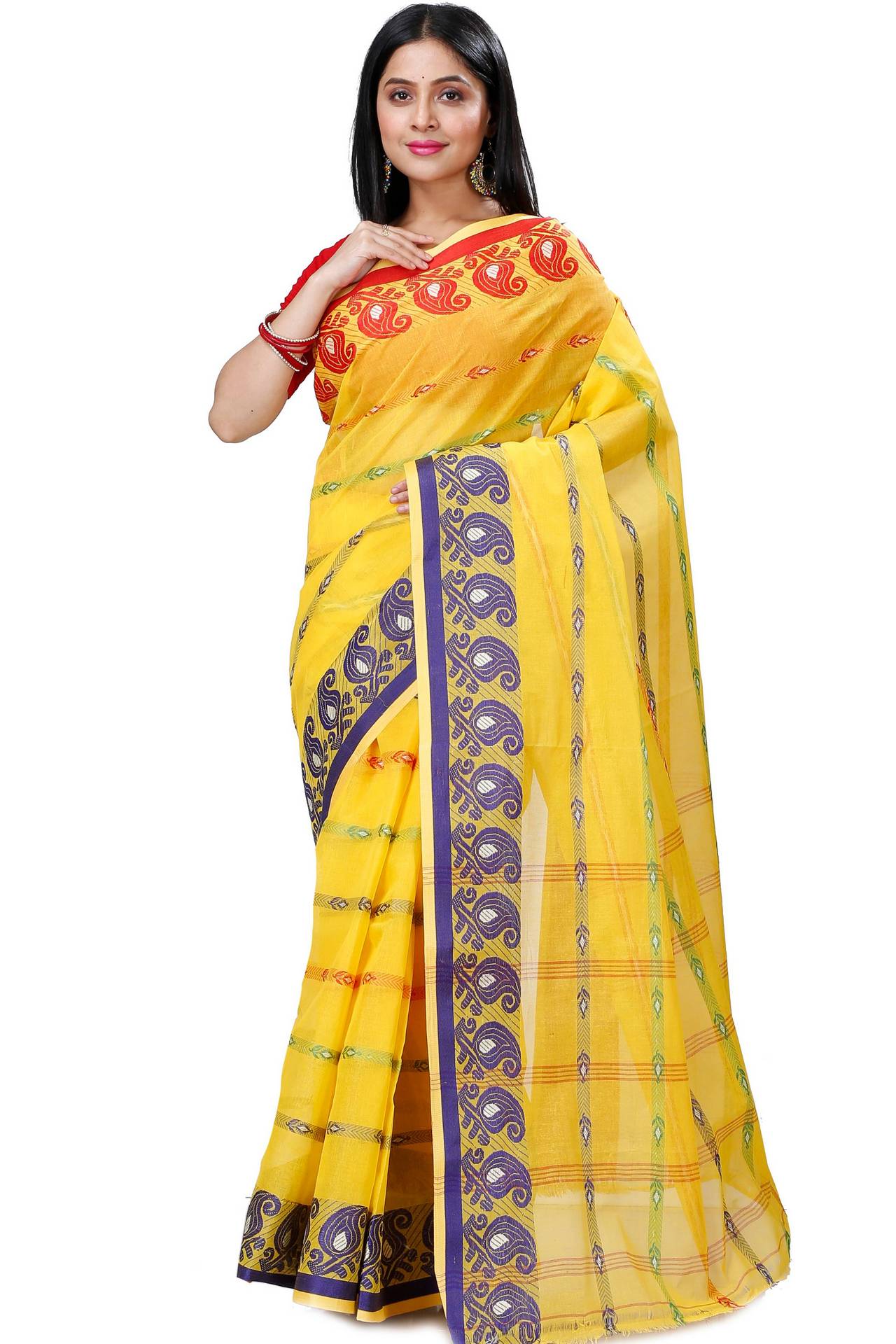 Yellow Pure Cotton Nehan Tant Saree (1355)