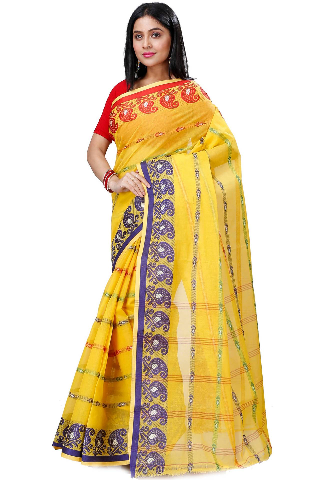 Yellow Pure Cotton Nehan Tant Saree (1355)