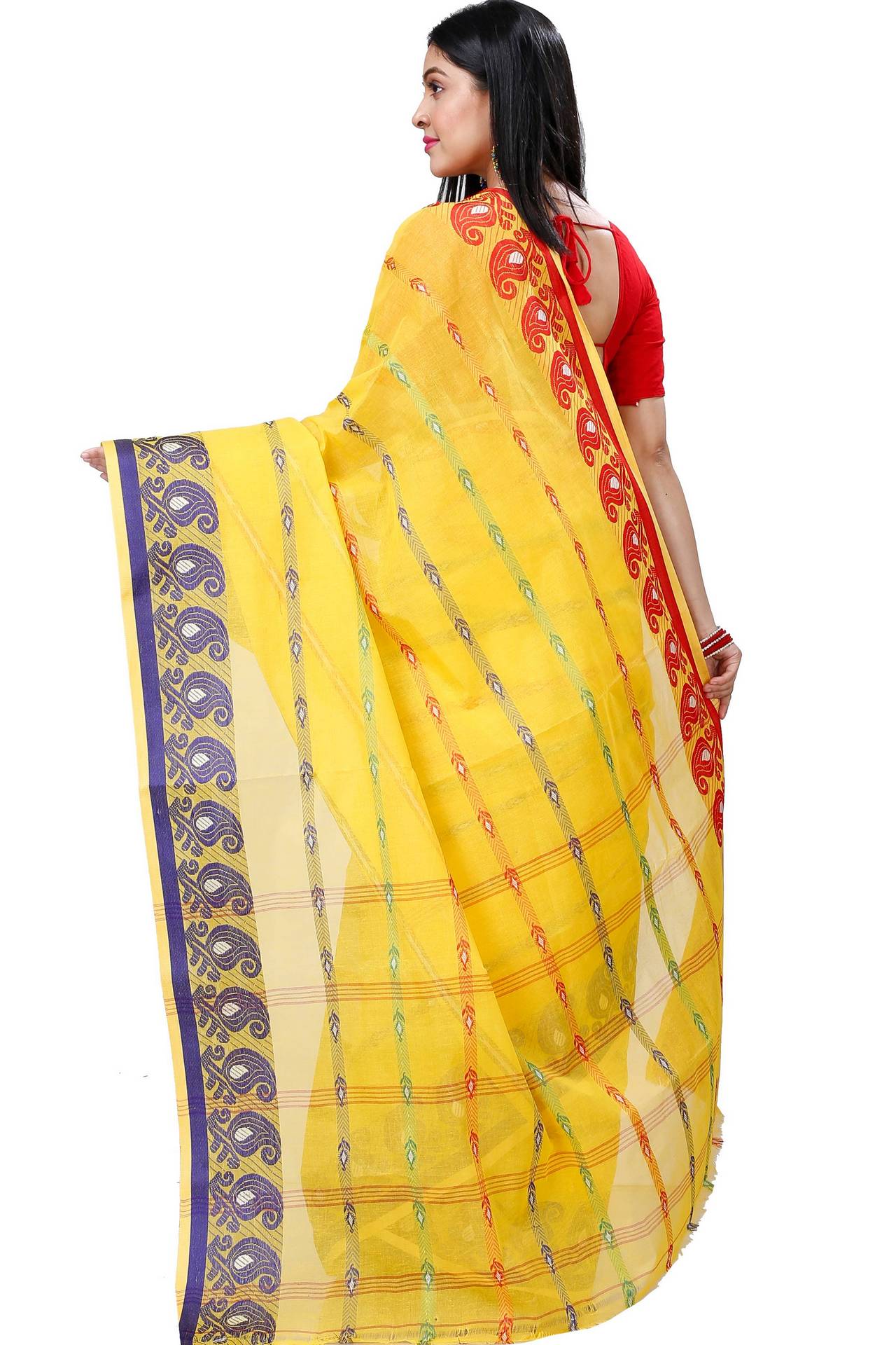 Yellow Pure Cotton Nehan Tant Saree (1355)