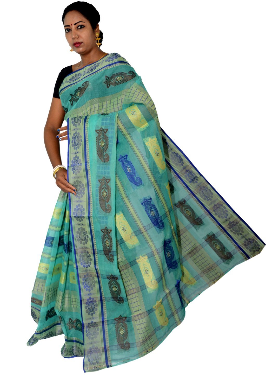 Green Pure Cotton Vagmi_Buti Tant Saree (136)