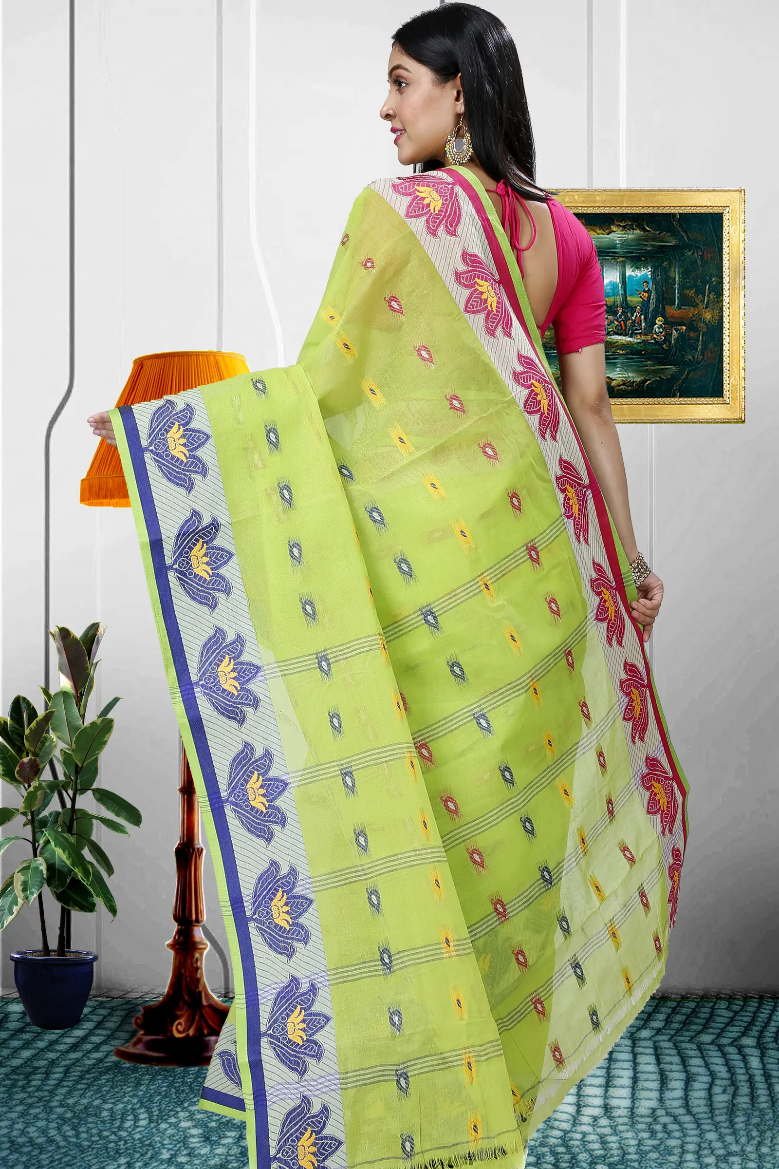 Light Green Pure Cotton Nayan Tant Saree (1361)