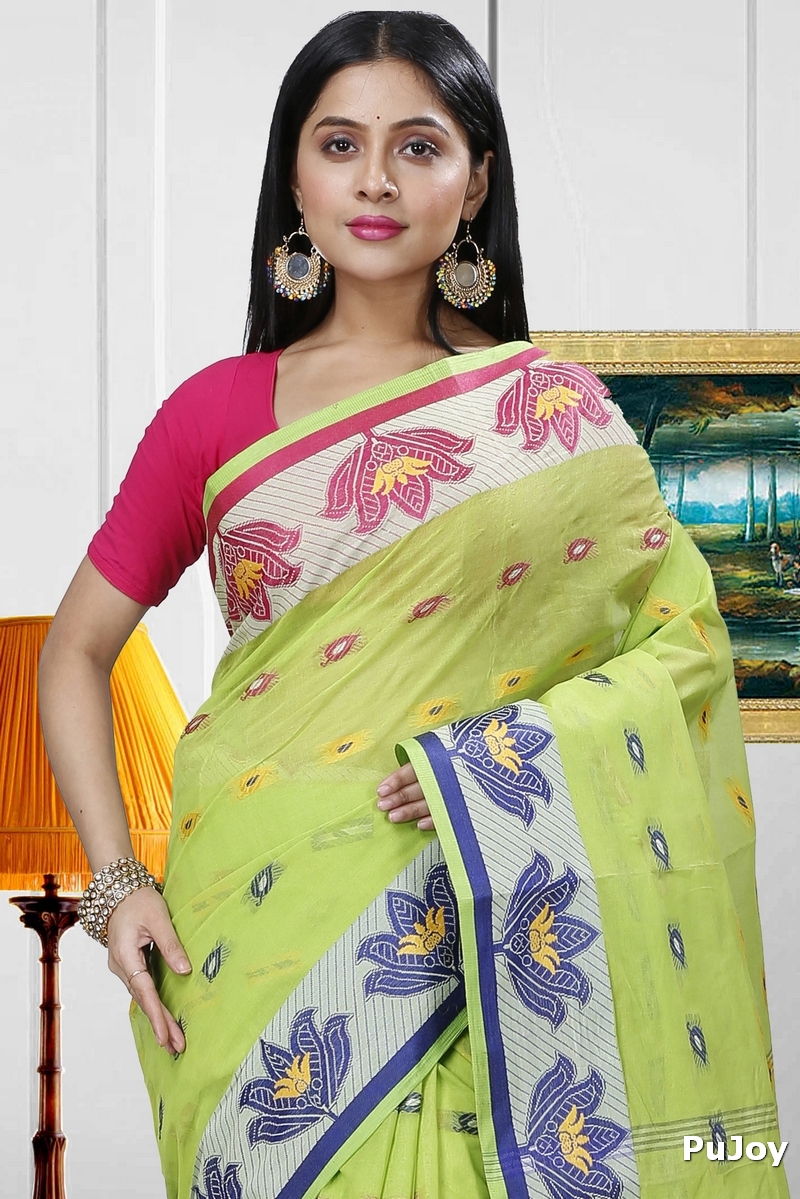 Light Green Pure Cotton Nayan Tant Saree (1361)