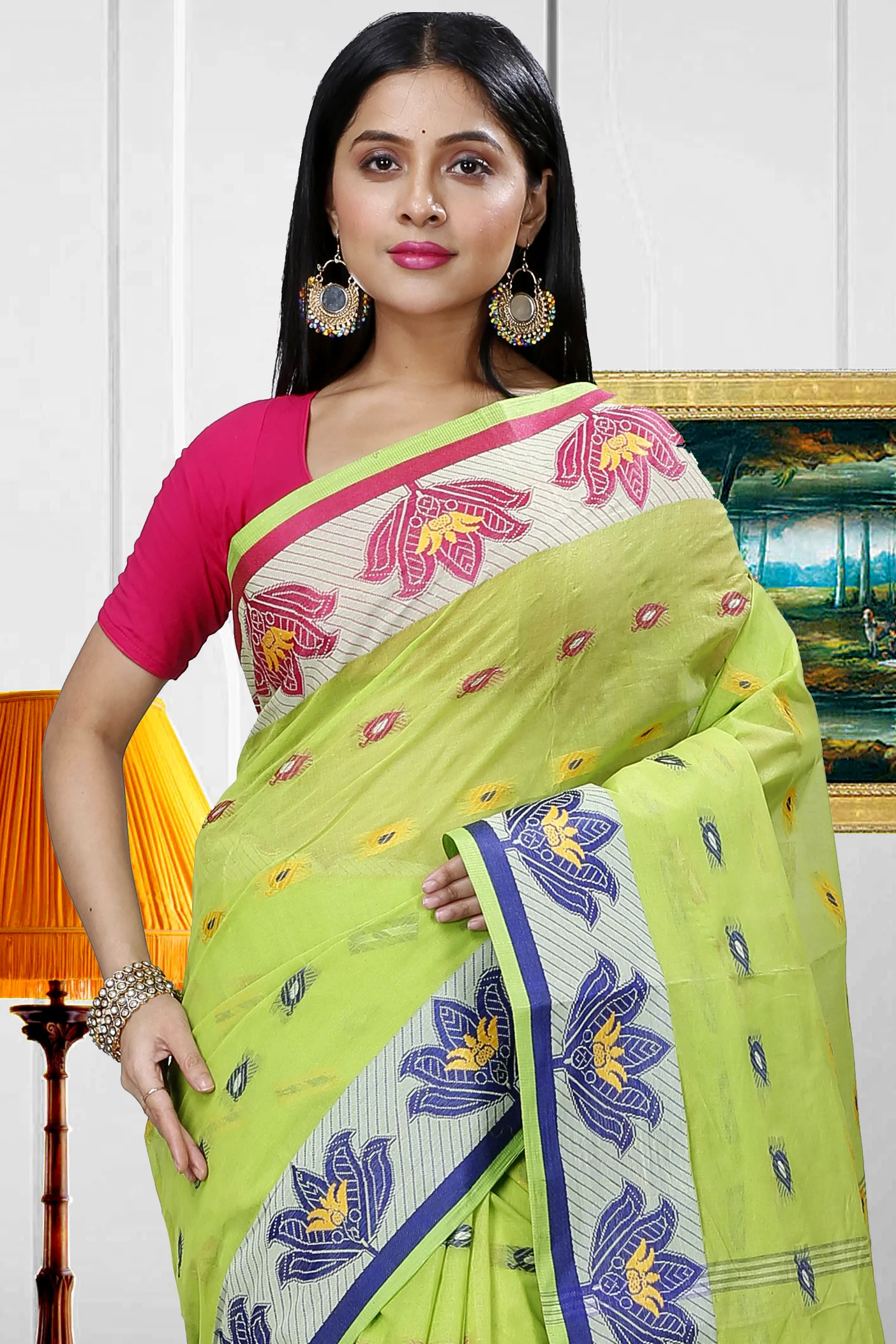 Light Green Pure Cotton Nayan Tant Saree (1361)