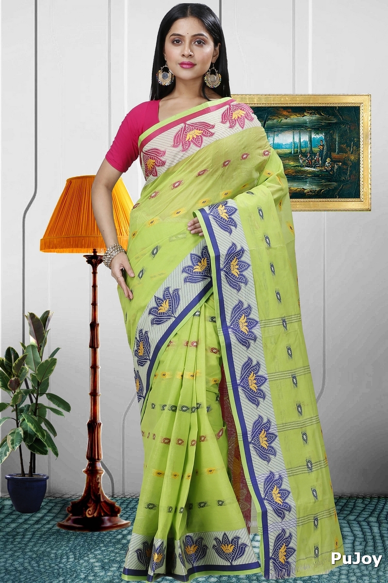 Light Green Pure Cotton Nayan Tant Saree (1361)