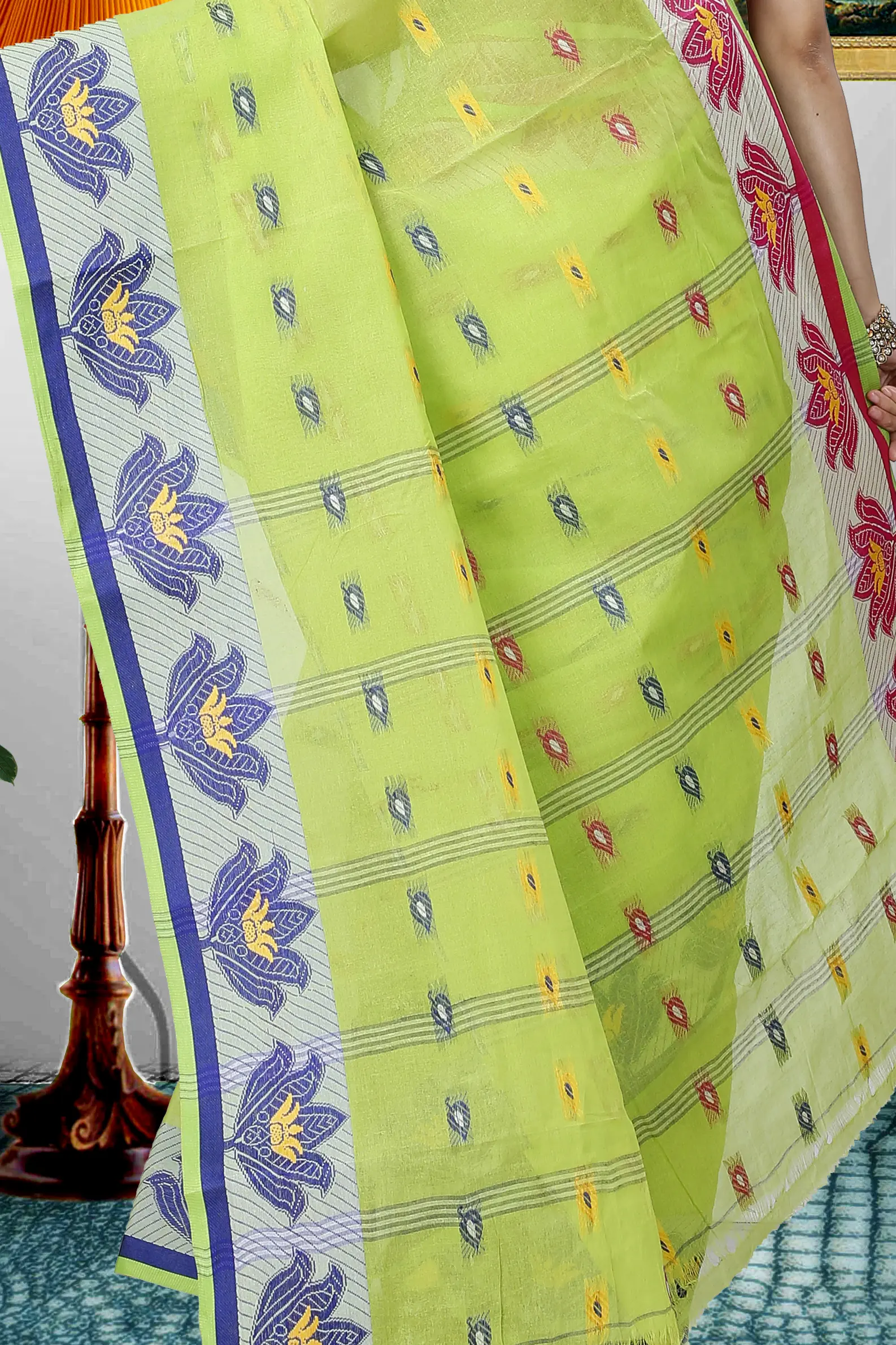 Light Green Pure Cotton Nayan Tant Saree (1361)