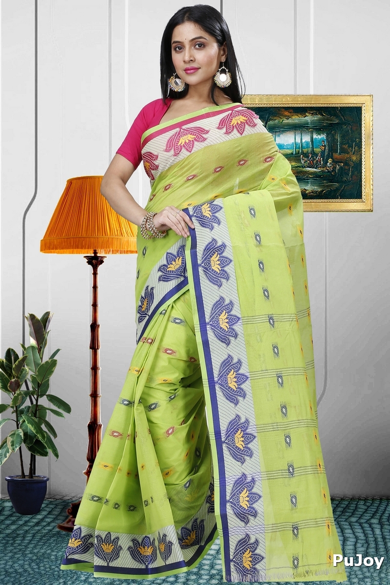 Light Green Pure Cotton Nayan Tant Saree (1361)