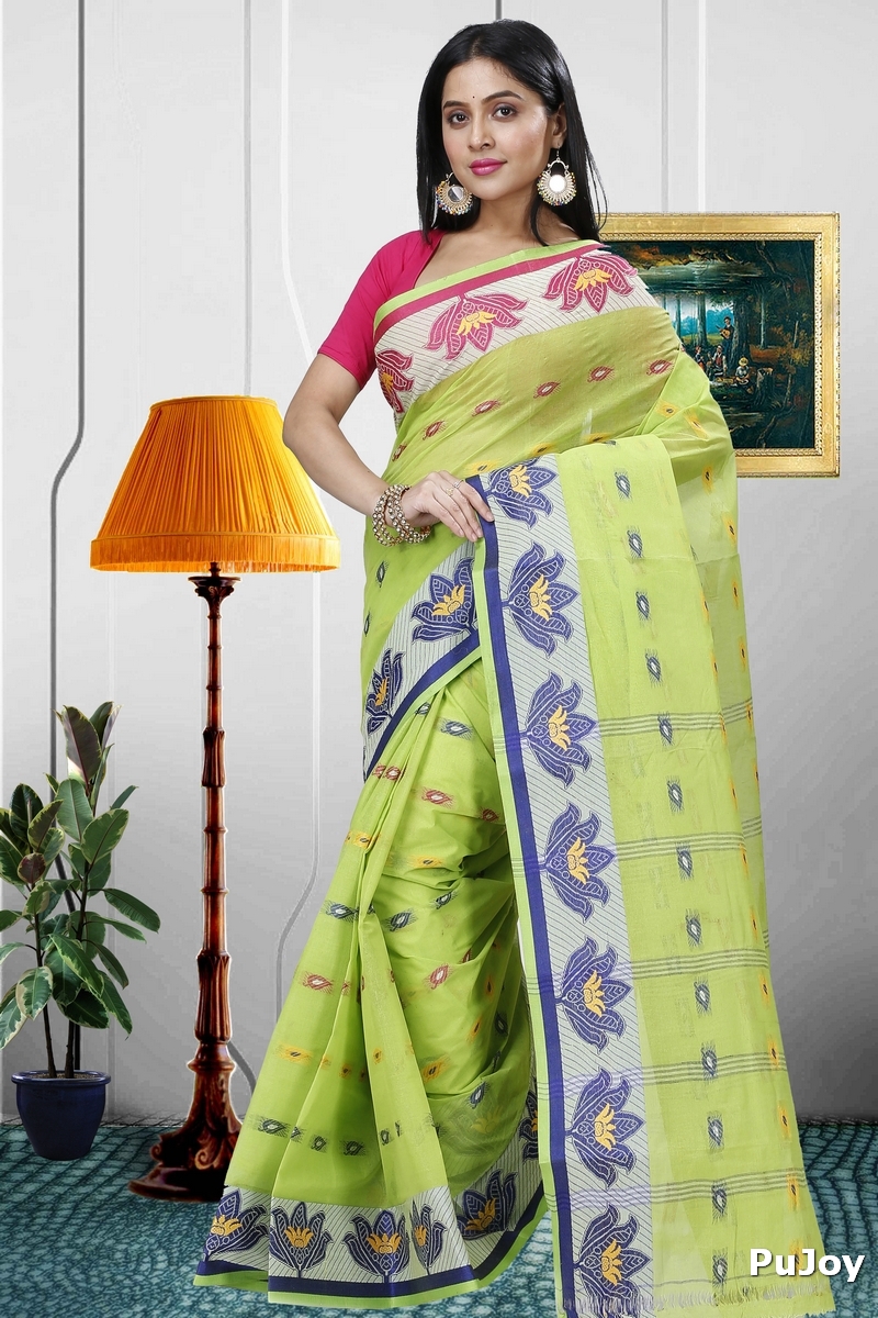 Light Green Pure Cotton Nayan Tant Saree (1361)
