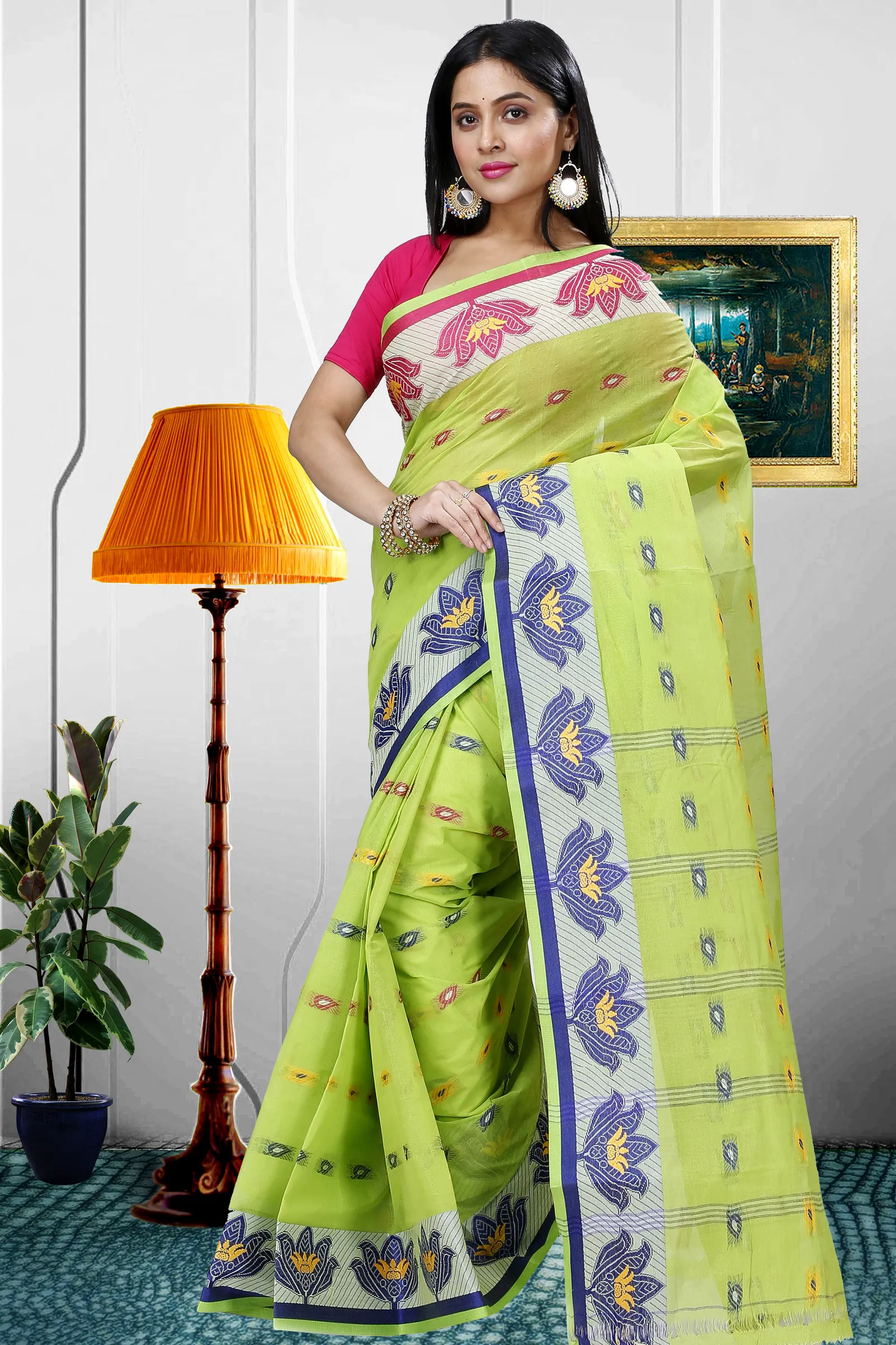 Light Green Pure Cotton Nayan Tant Saree (1361)