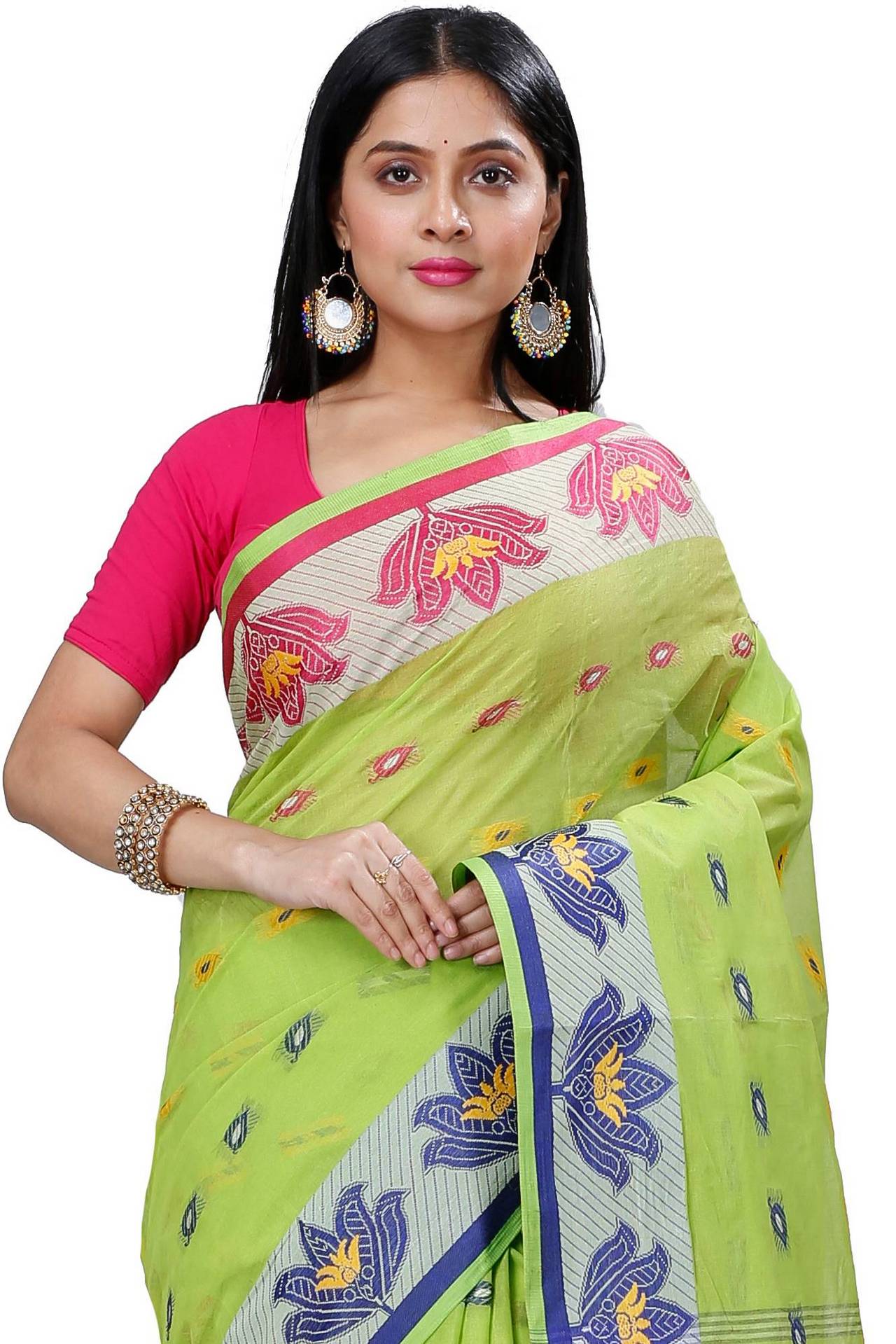 Light Green Pure Cotton Nayan Tant Saree (1361)