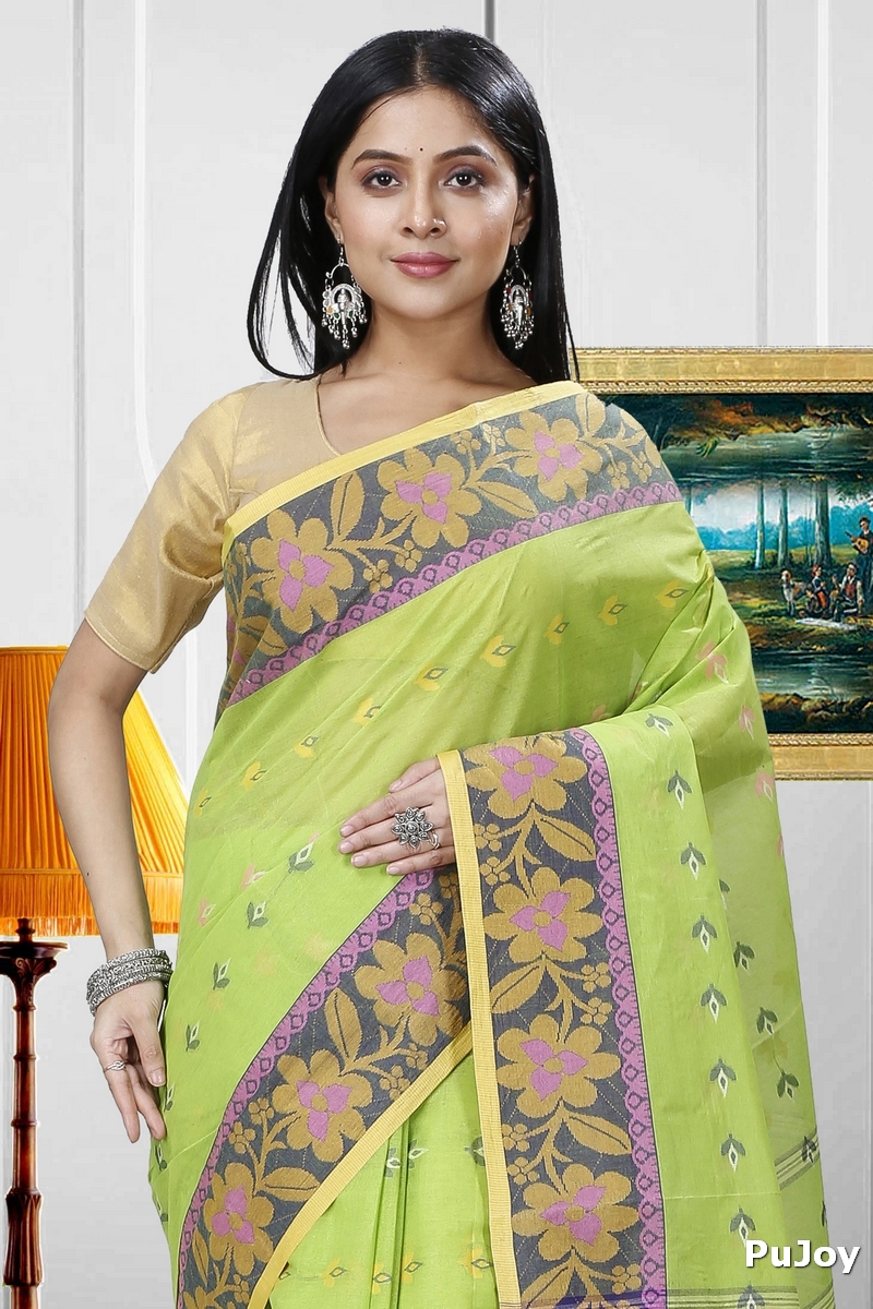 Light Green Pure Cotton Numan Tant Saree (1363)