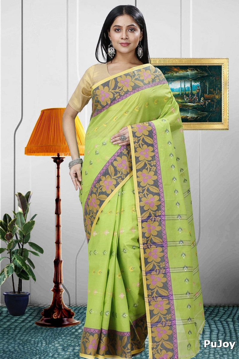 Light Green Pure Cotton Numan Tant Saree (1363)