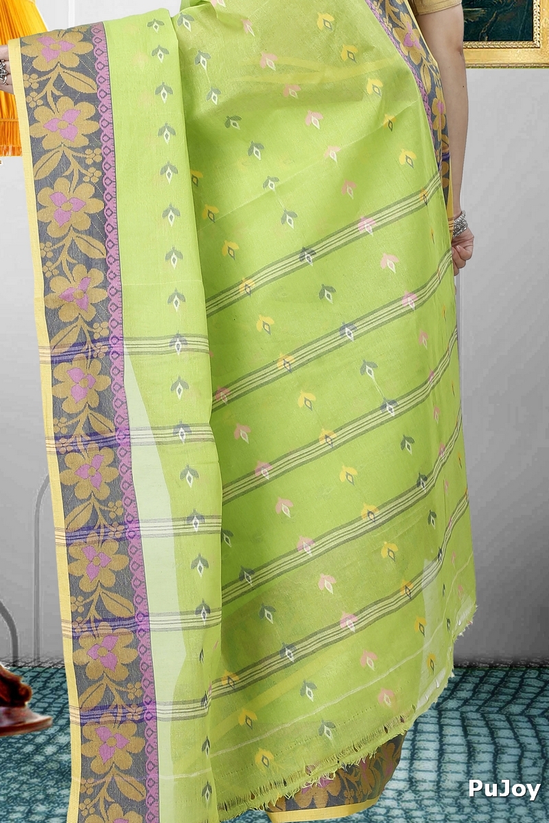 Light Green Pure Cotton Numan Tant Saree (1363)
