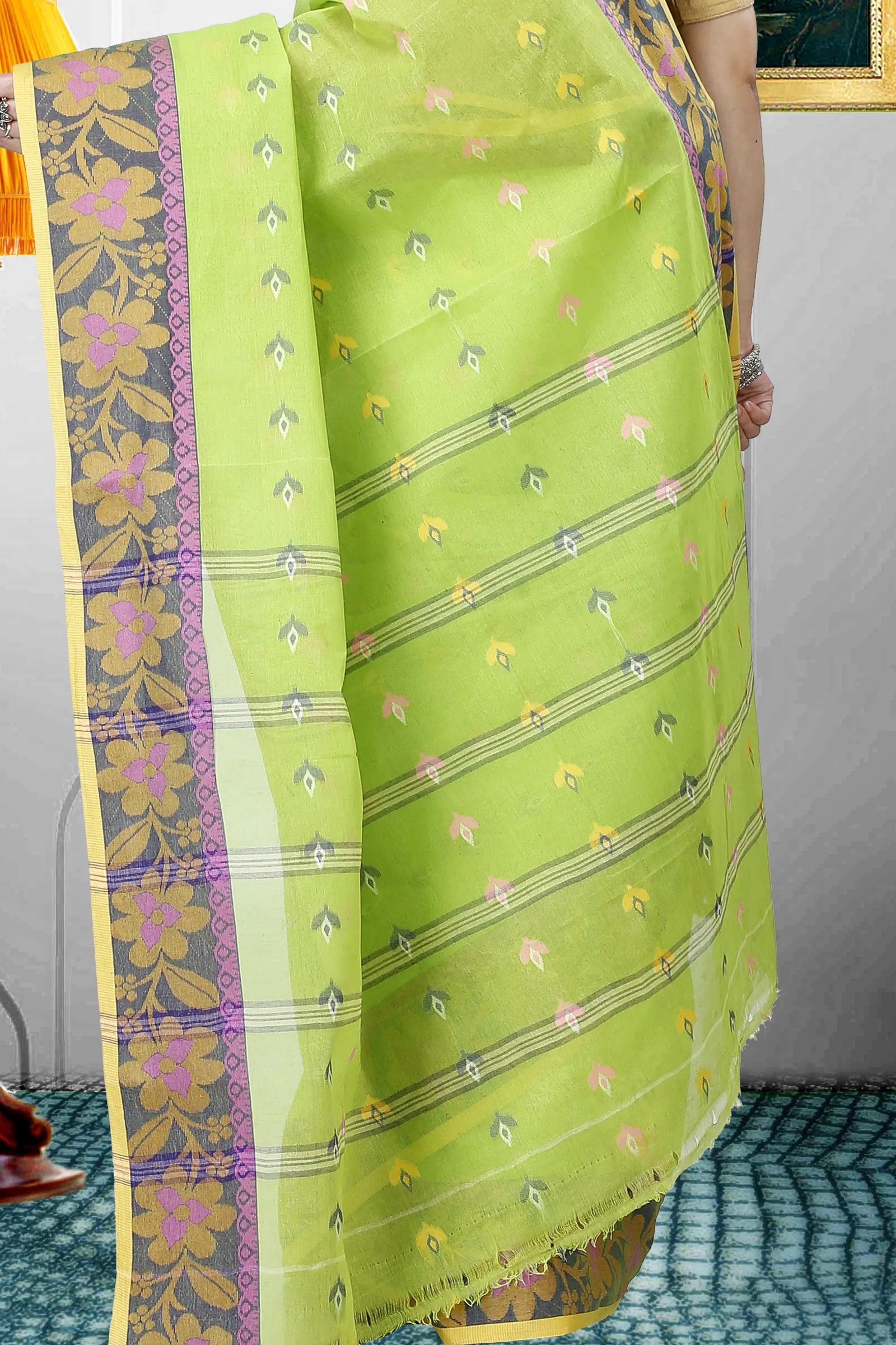 Light Green Pure Cotton Numan Tant Saree (1363)