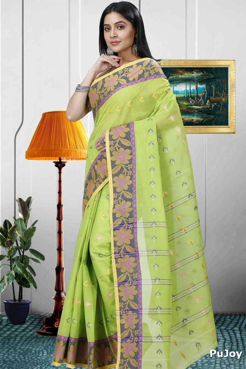 Light Green Pure Cotton Numan Tant Saree (1363)