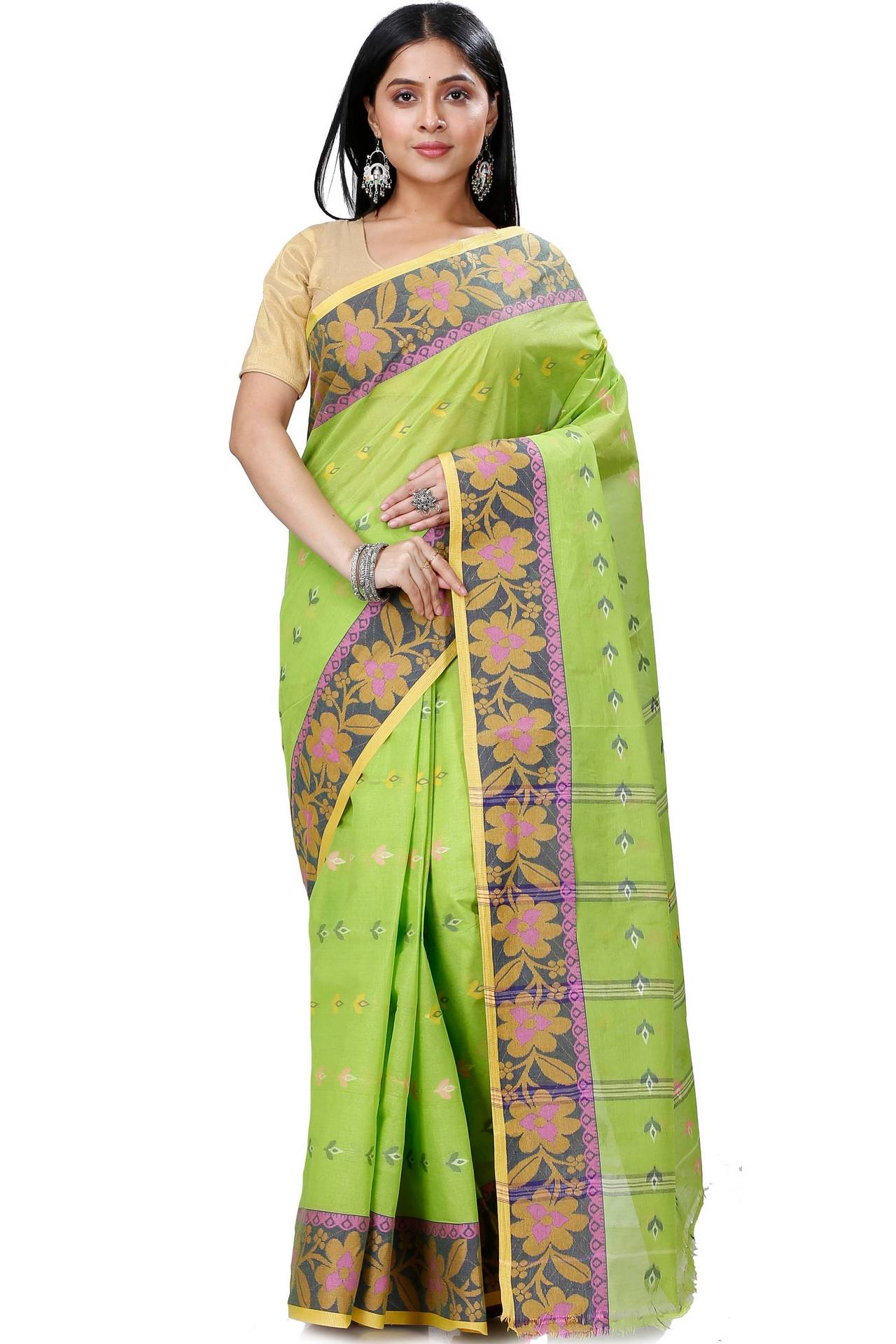 Light Green Pure Cotton Numan Tant Saree (1363)