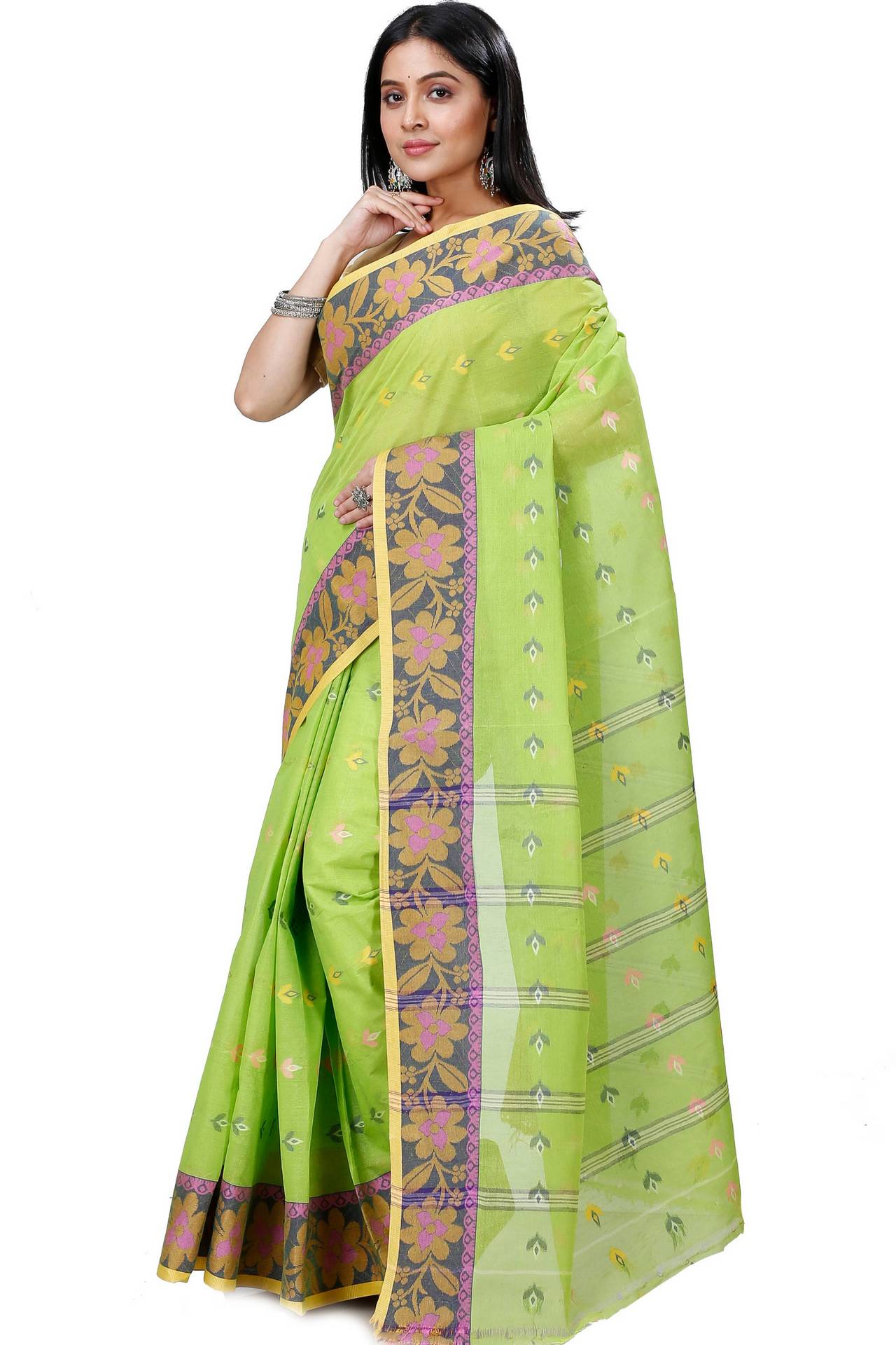 Light Green Pure Cotton Numan Tant Saree (1363)
