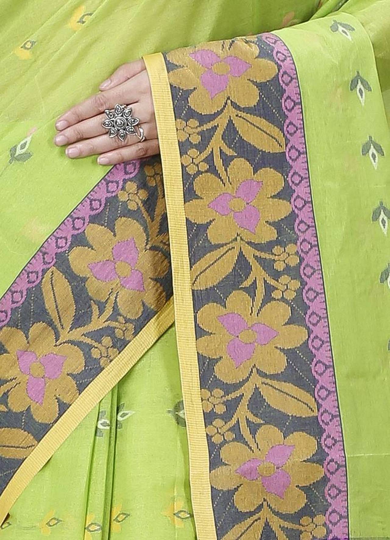 Light Green Pure Cotton Numan Tant Saree (1363)