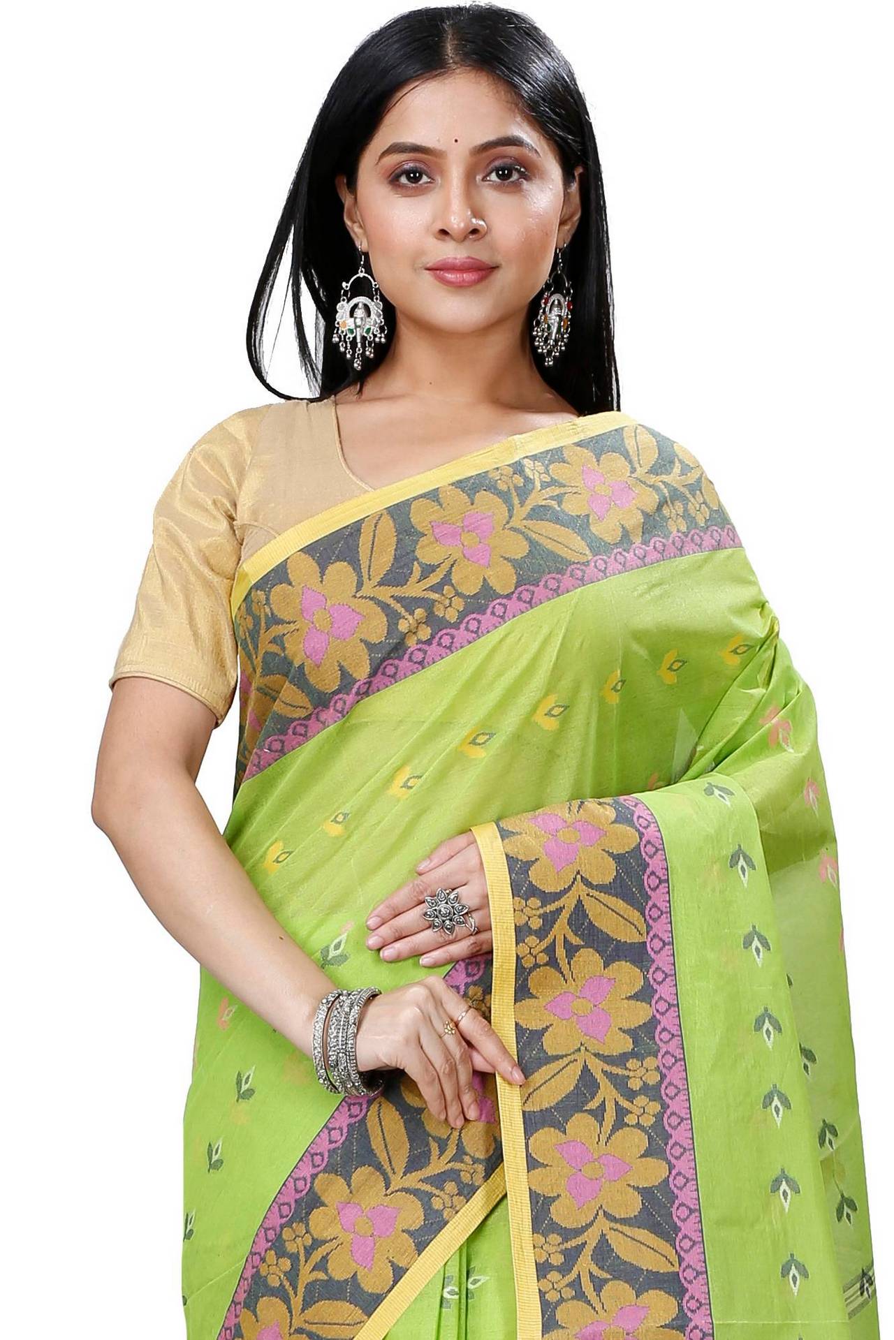 Light Green Pure Cotton Numan Tant Saree (1363)