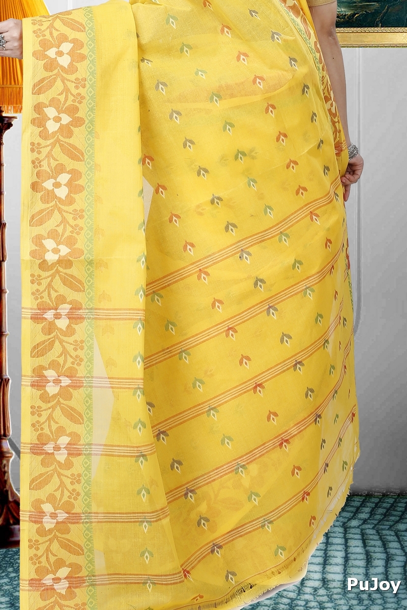 Yellow Pure Cotton Numan Tant Saree (1365)