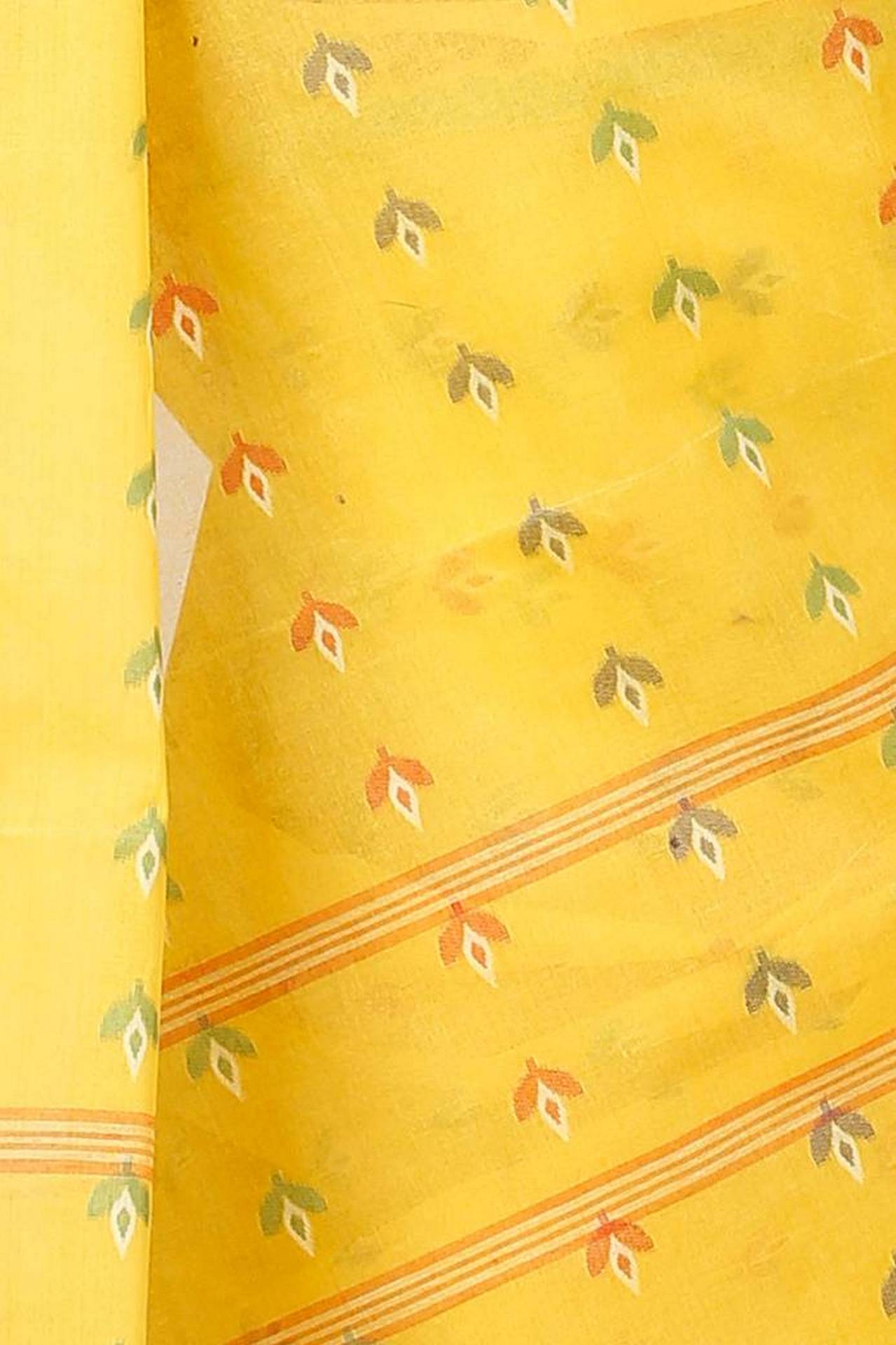 Yellow Pure Cotton Numan Tant Saree (1365)